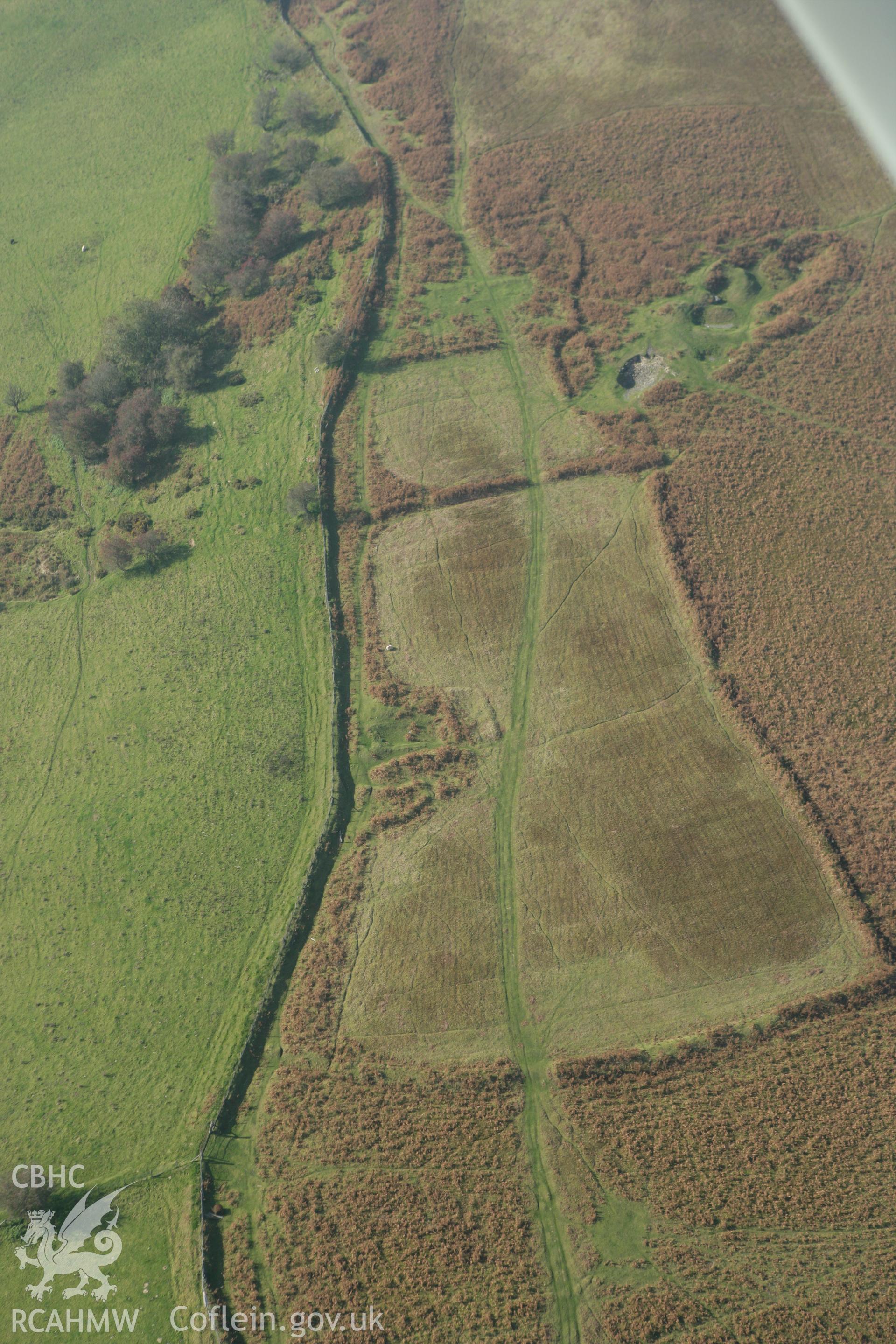 RCAHMW colour oblique photograph of Llanbedr Hill Platform House. Taken by Toby Driver on 13/10/2010.