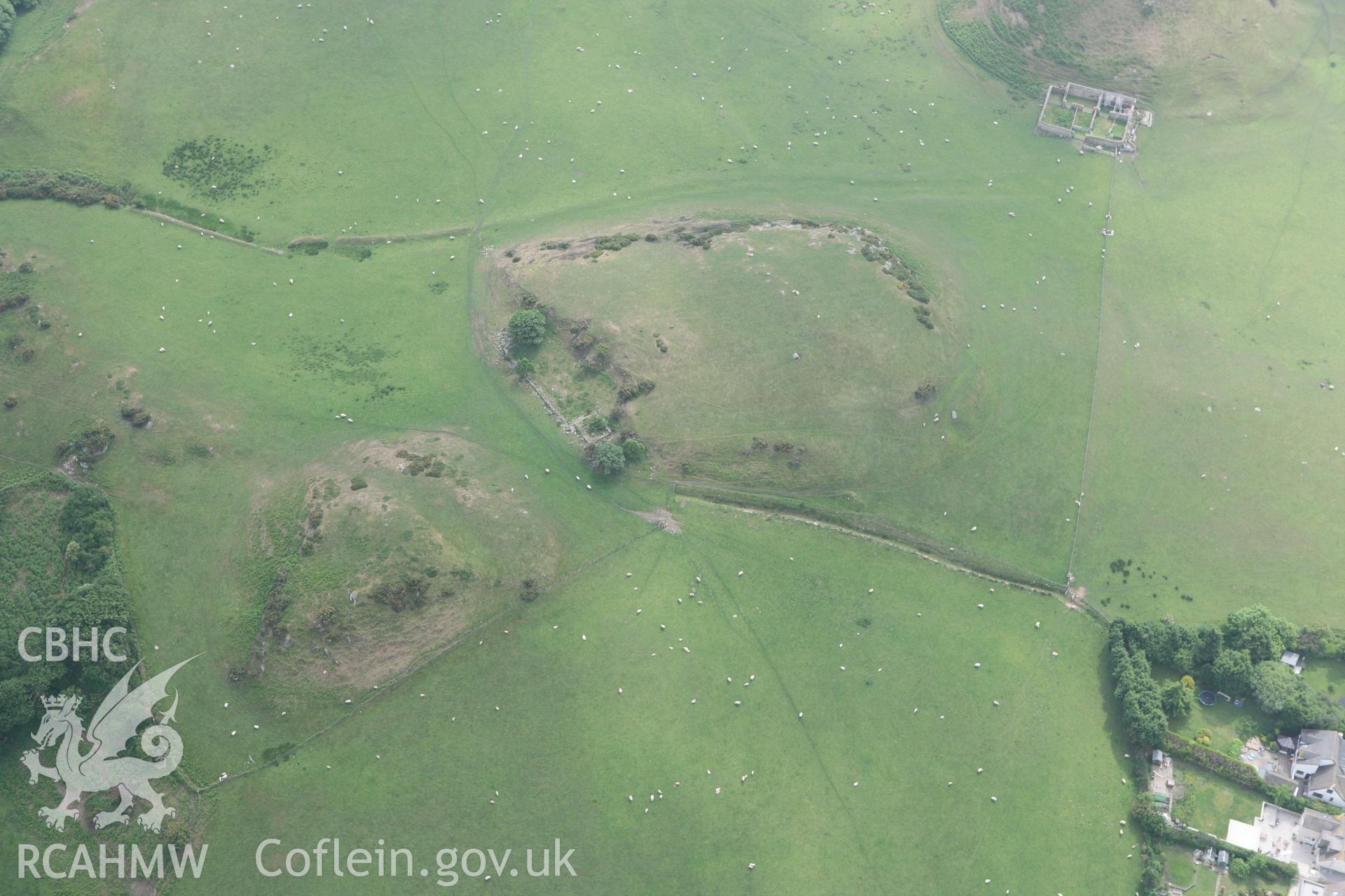 RCAHMW colour oblique photograph of Degannwy Castle, Rocks just to east of. Taken by Toby Driver on 10/06/2010.