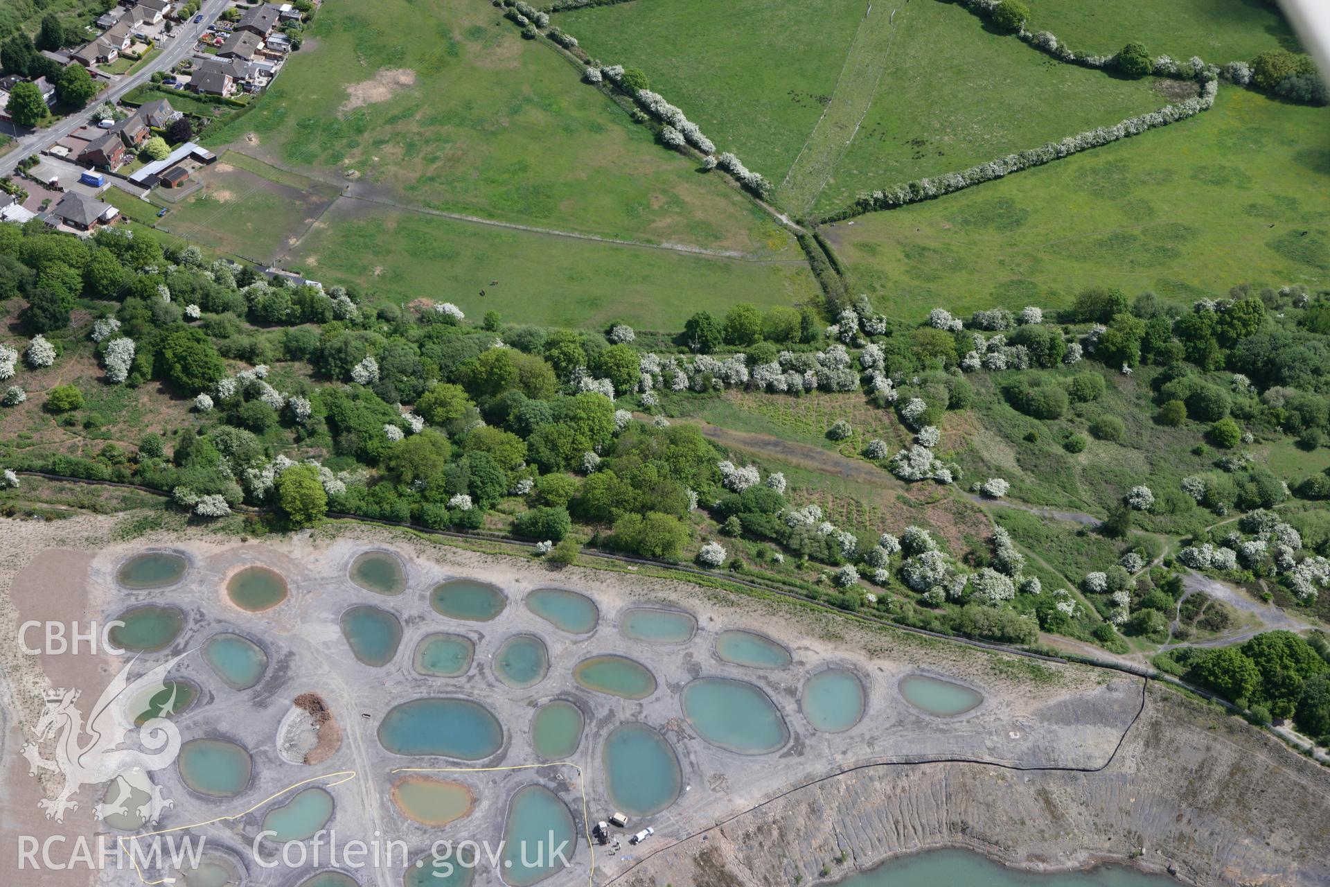 RCAHMW colour oblique photograph of Industrial Tramway, near Buckley, with gravel pits. Taken by Toby Driver on 27/05/2010.