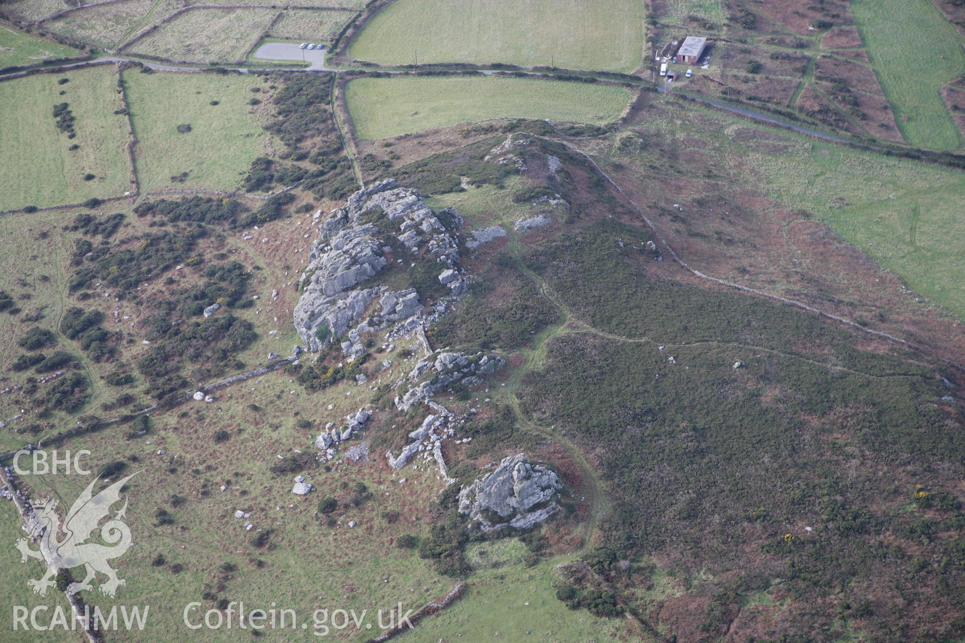 RCAHMW colour oblique photograph of Gaer Fechan Camp. Taken by Toby Driver on 16/11/2010.