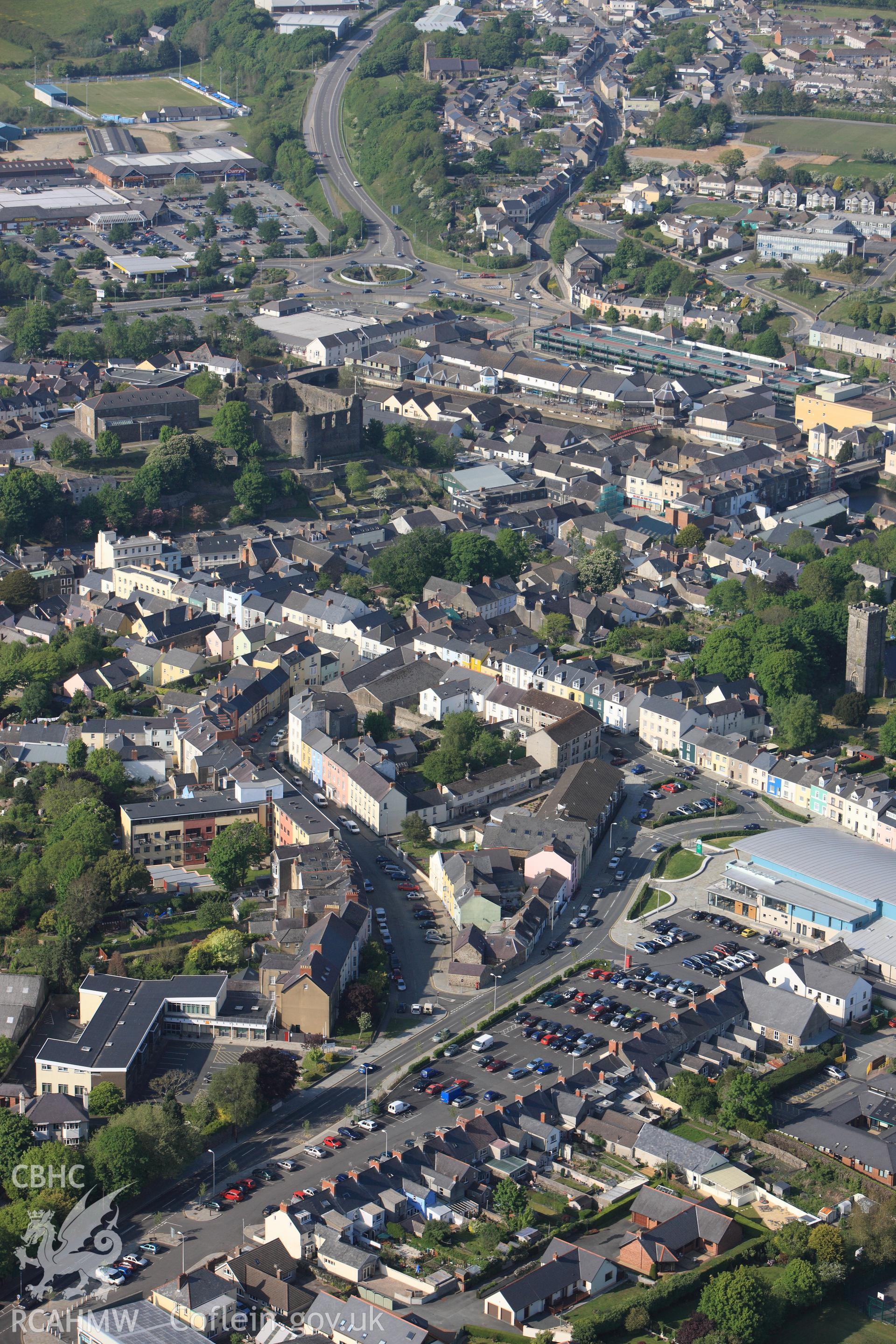 RCAHMW colour oblique photograph of Haverfordwest Town. Taken by Toby Driver on 25/05/2010.