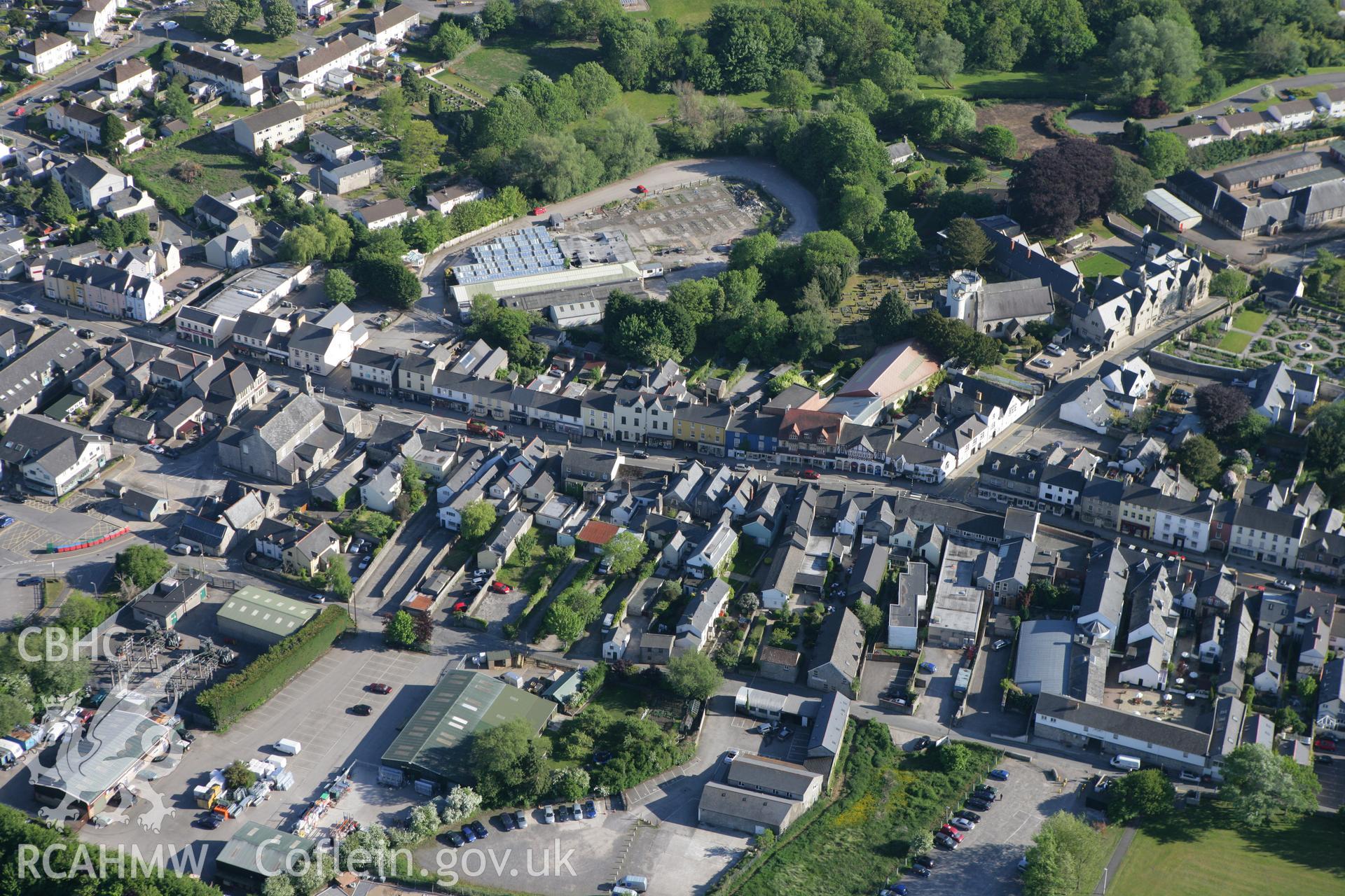 RCAHMW colour oblique photograph of High Street, Cowbridge. Taken by Toby Driver on 24/05/2010.