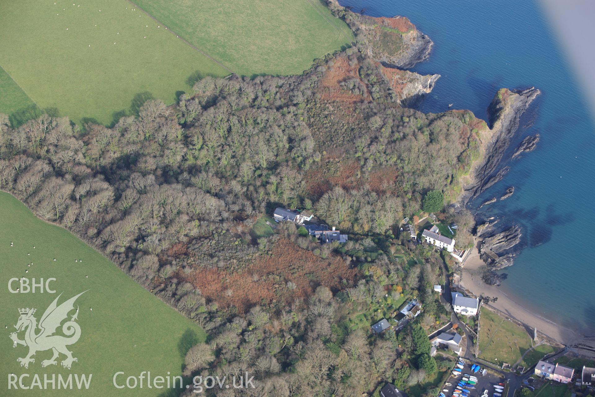 RCAHMW colour oblique photograph of Dinas Island Castell. Taken by Toby Driver on 16/11/2010.