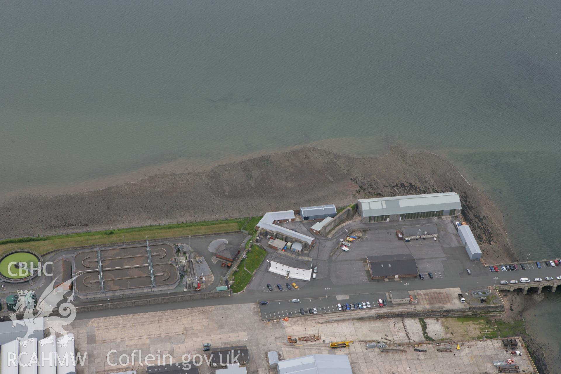 RCAHMW colour oblique photograph of workshops, Pembroke Dock. Taken by Toby Driver on 11/06/2010.