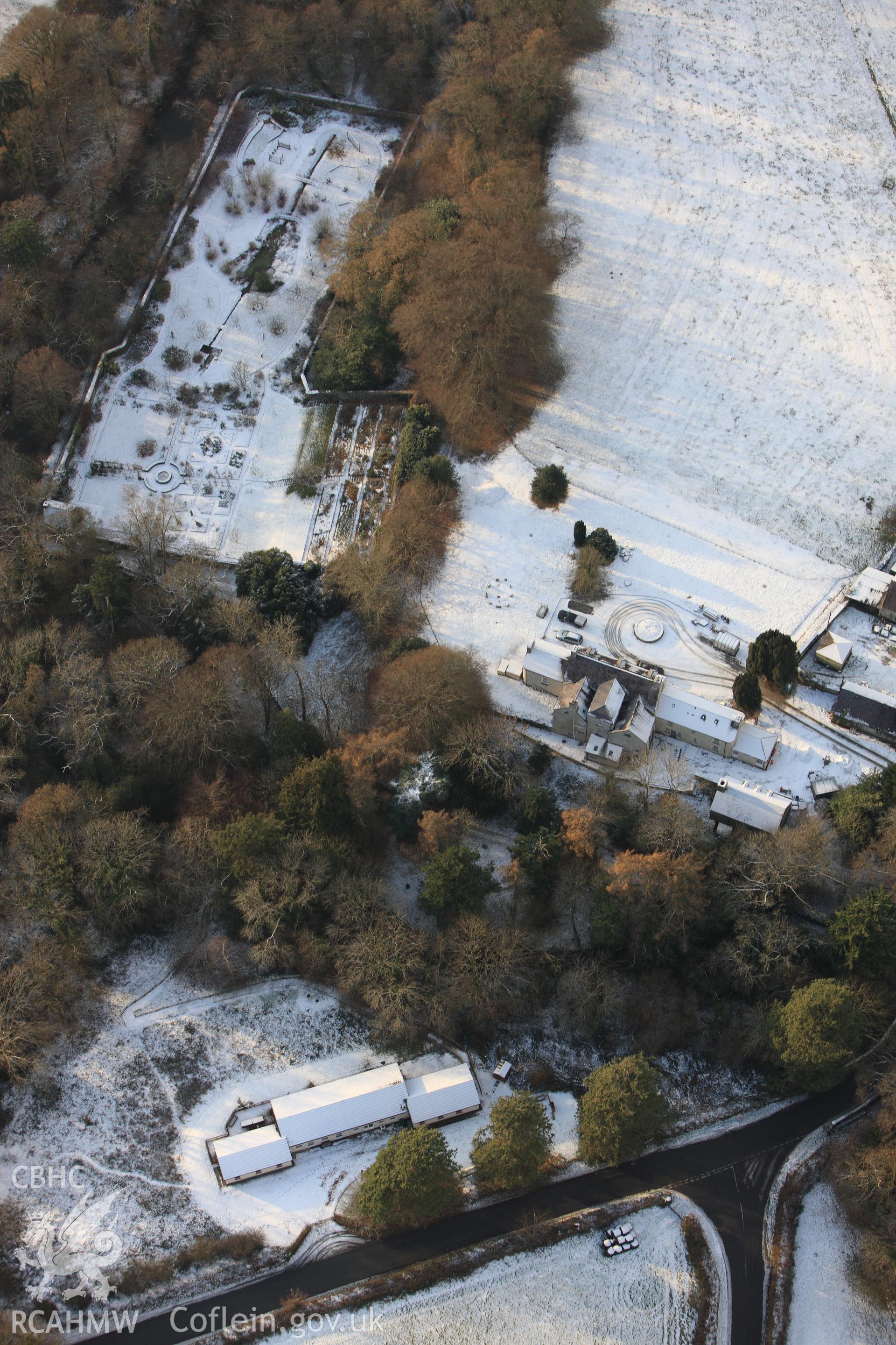 RCAHMW colour oblique photograph of Ty Glyn garden, Ciliau Aeron. Taken by Toby Driver on 02/12/2010.