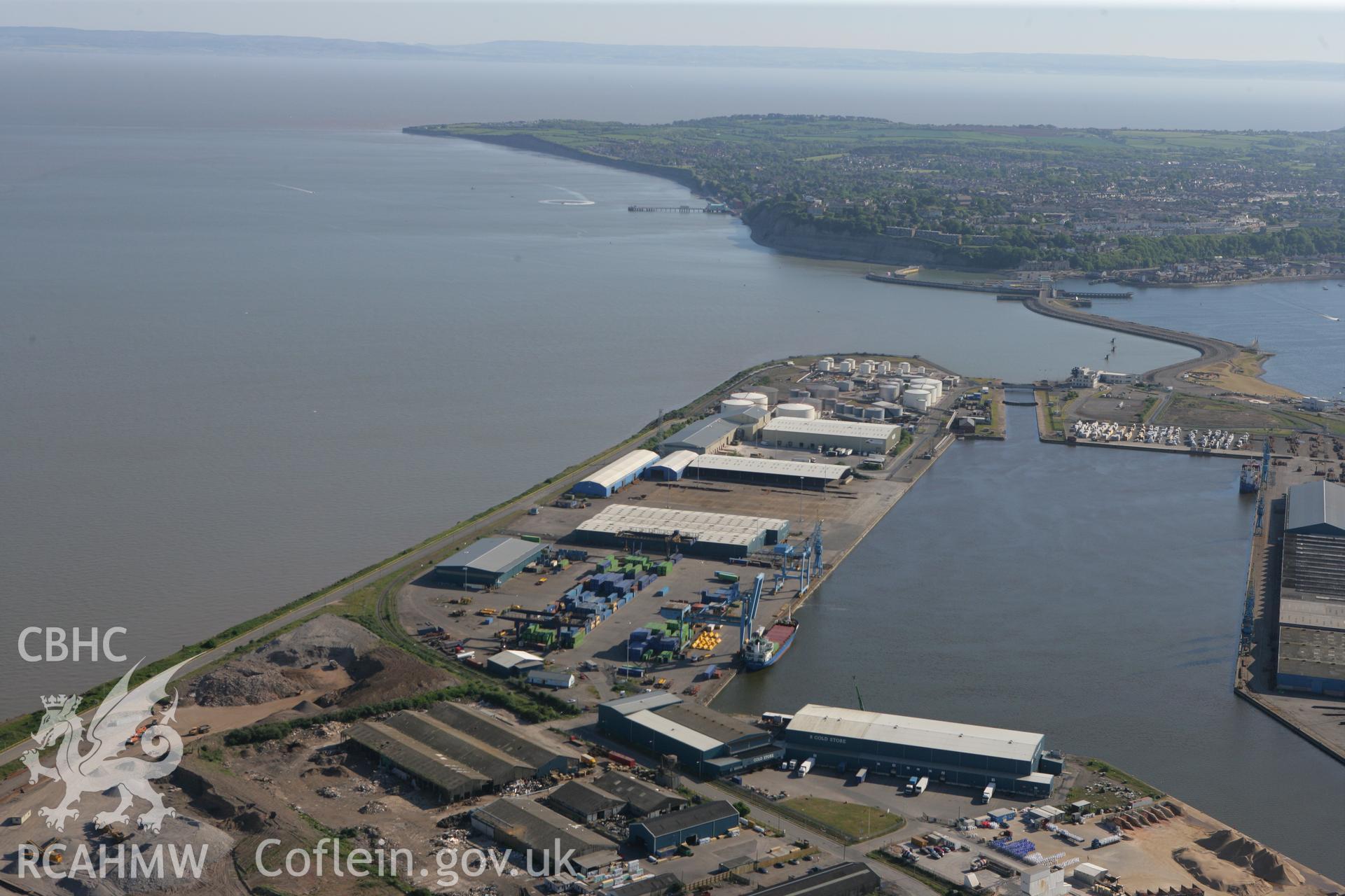 RCAHMW colour oblique photograph of Queen Alexandra Dock, Cardiff Docks. Taken by Toby Driver on 24/05/2010.