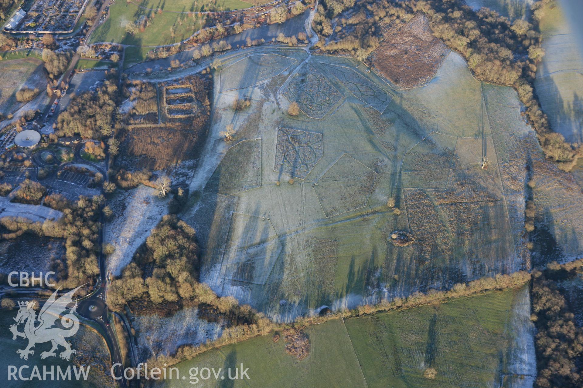 RCAHMW colour oblique photograph of earthworks near Gorswen, Middleton Hall Park. Taken by Toby Driver on 08/12/2010.