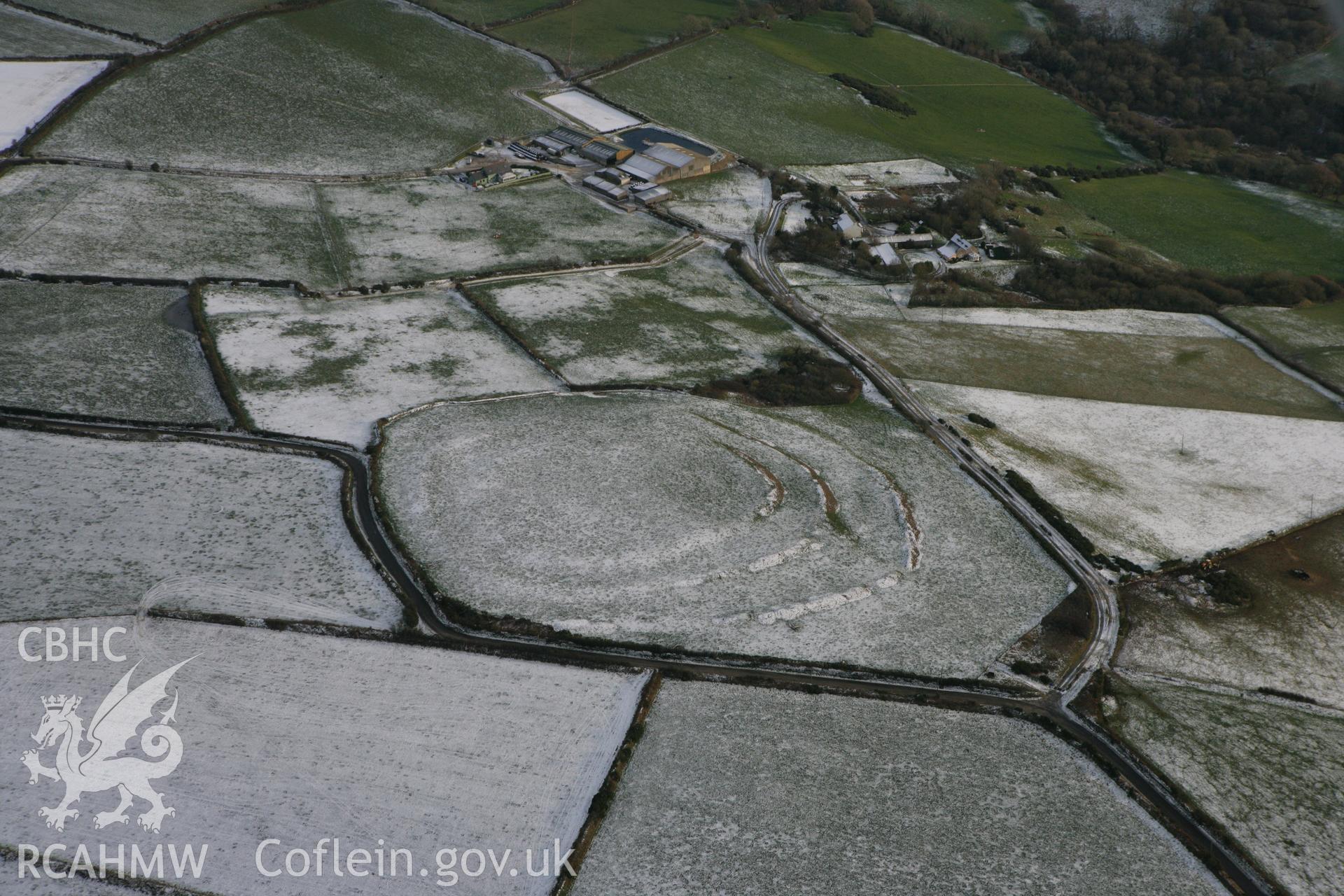 RCAHMW colour oblique photograph of Moylgrove Camp. Taken by Toby Driver on 02/12/2010.