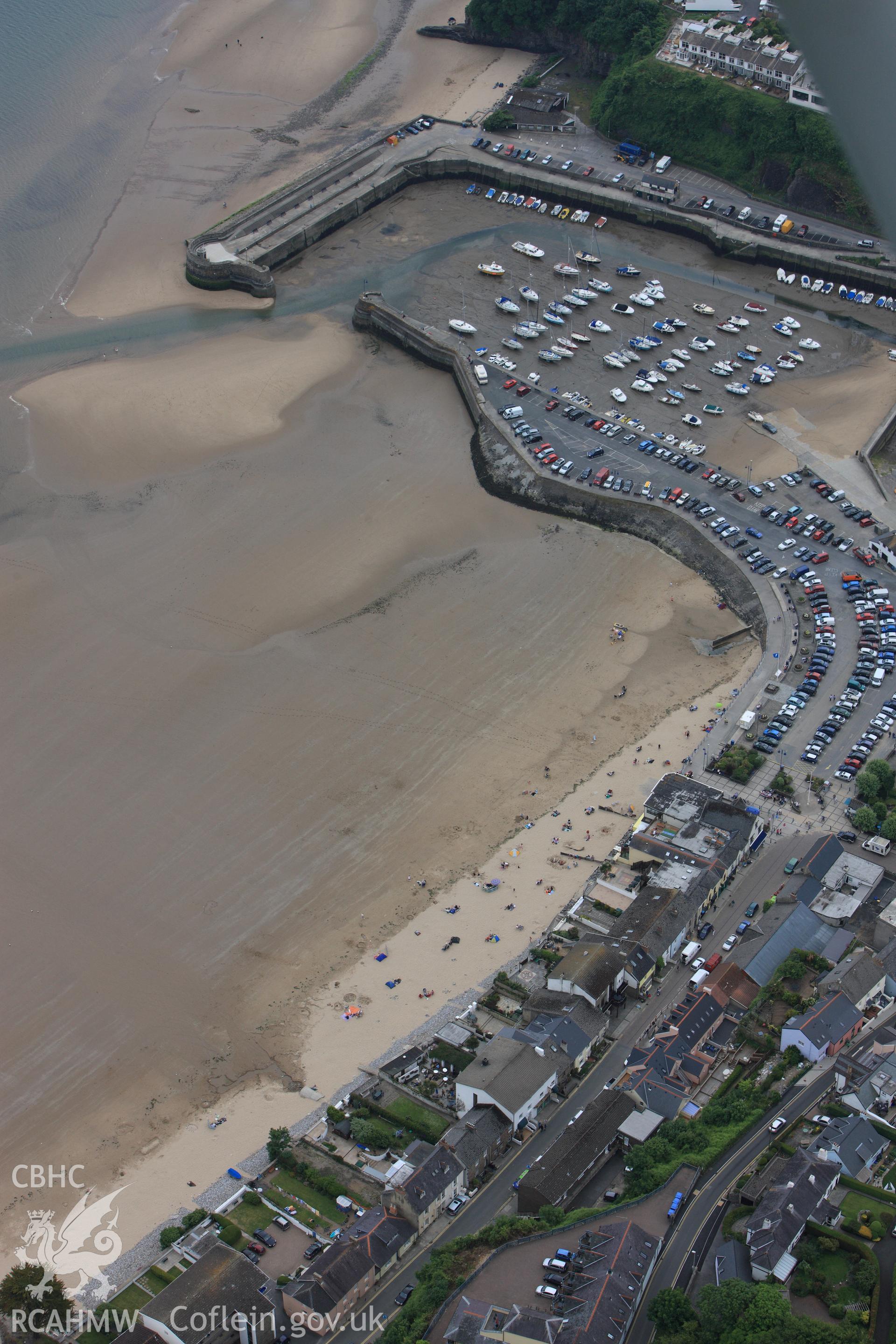 RCAHMW colour oblique photograph of Saundersfoot harbour. Taken by Toby Driver on 11/06/2010.