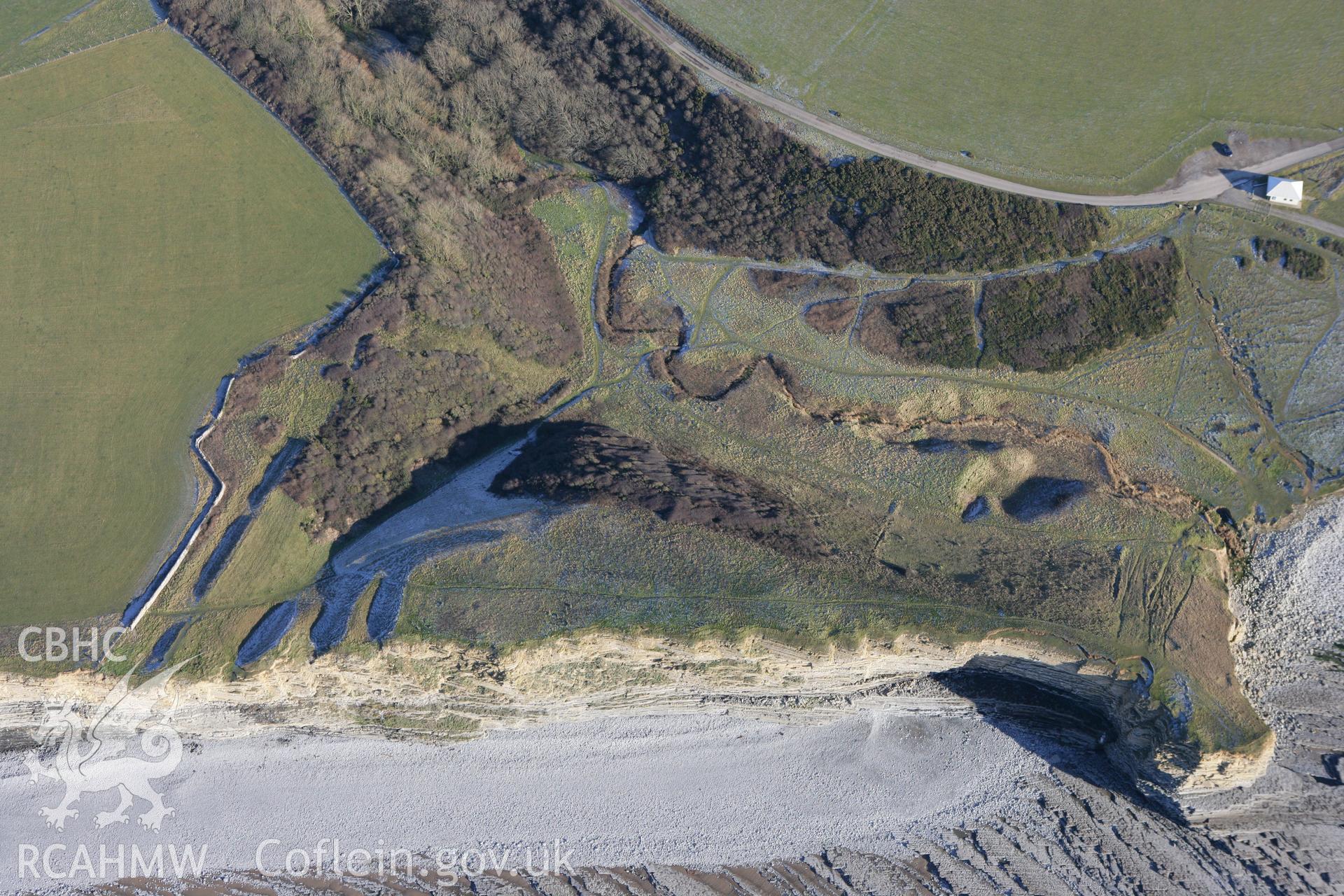 RCAHMW colour oblique photograph of Nash point promontory fort. Taken by Toby Driver on 08/12/2010.