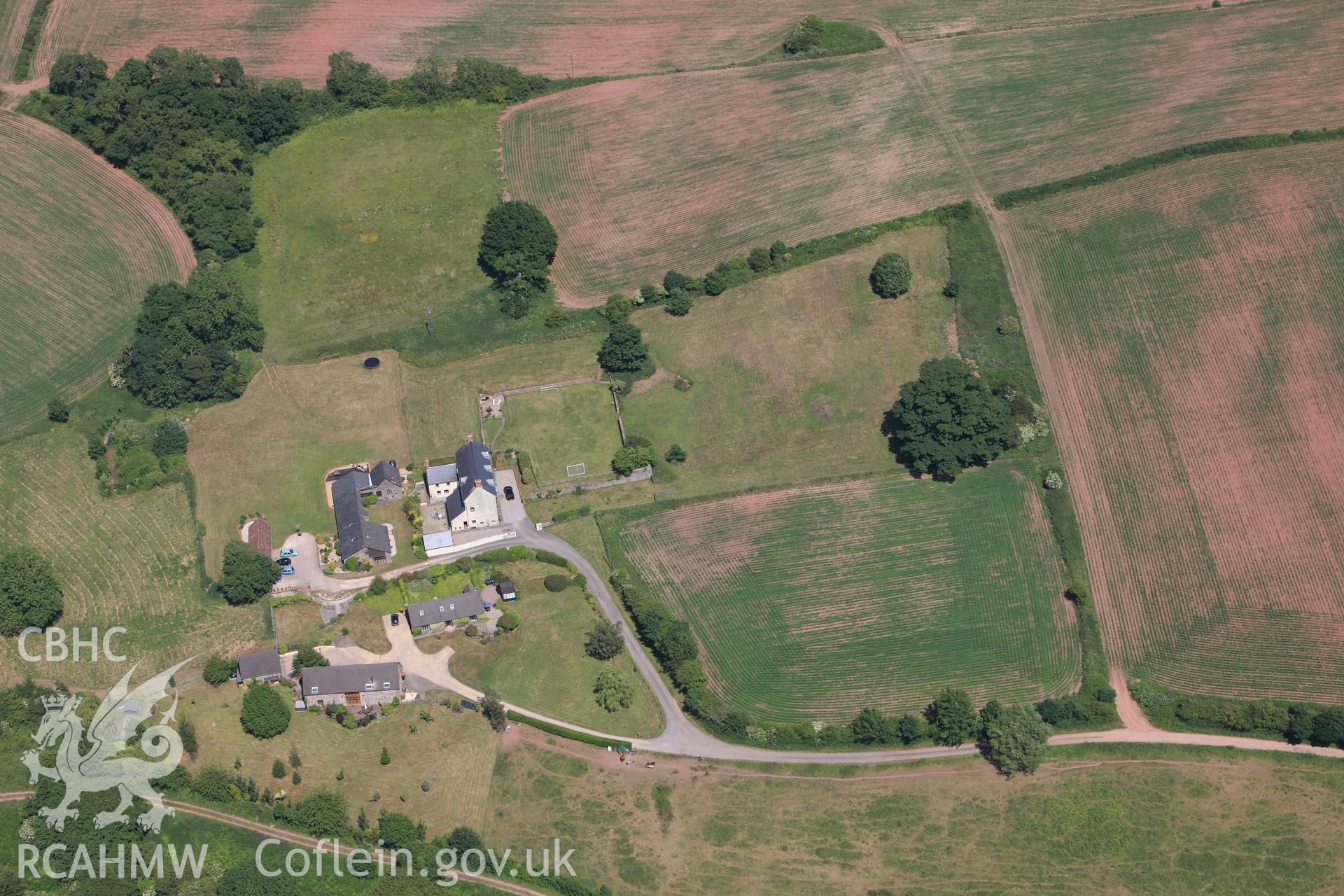 RCAHMW colour oblique photograph of Penrhos Camp, Civil War earthworks. Taken by Toby Driver on 21/06/2010.