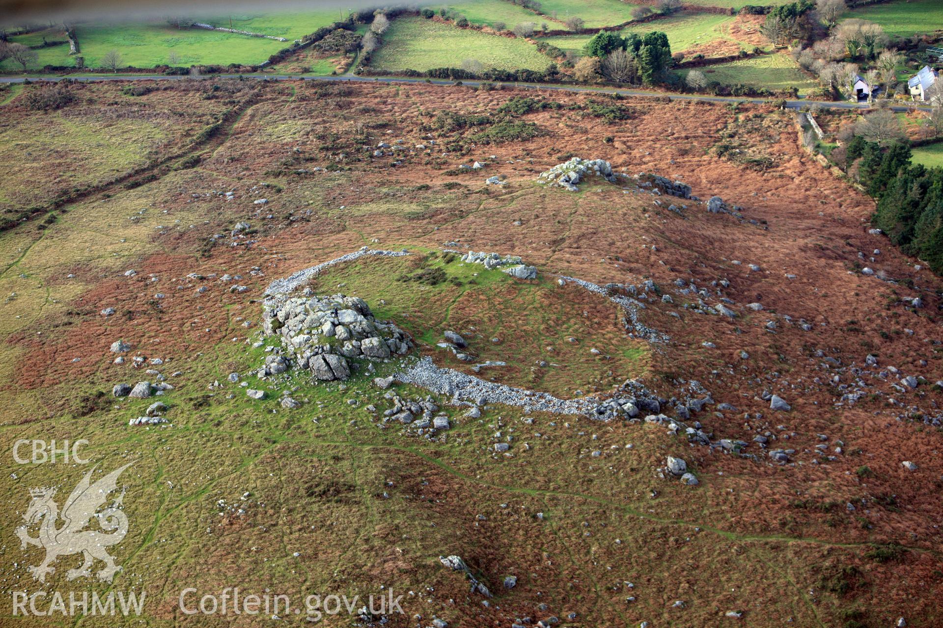 RCAHMW colour oblique photograph of Carn Ffoi Camp. Taken by Toby Driver on 16/11/2010.