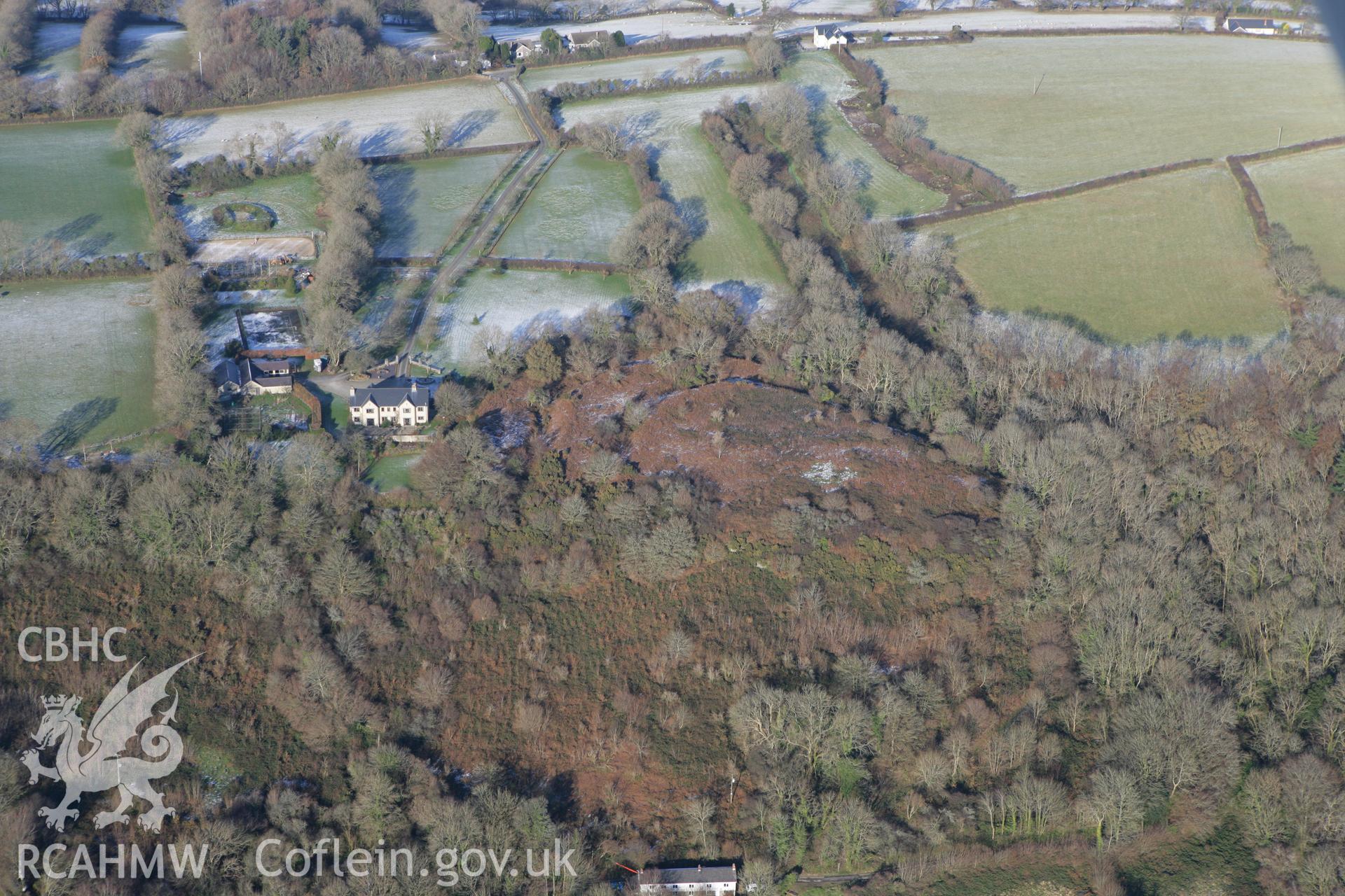 RCAHMW colour oblique photograph of Llanddewi Gaer. Taken by Toby Driver on 01/12/2010.