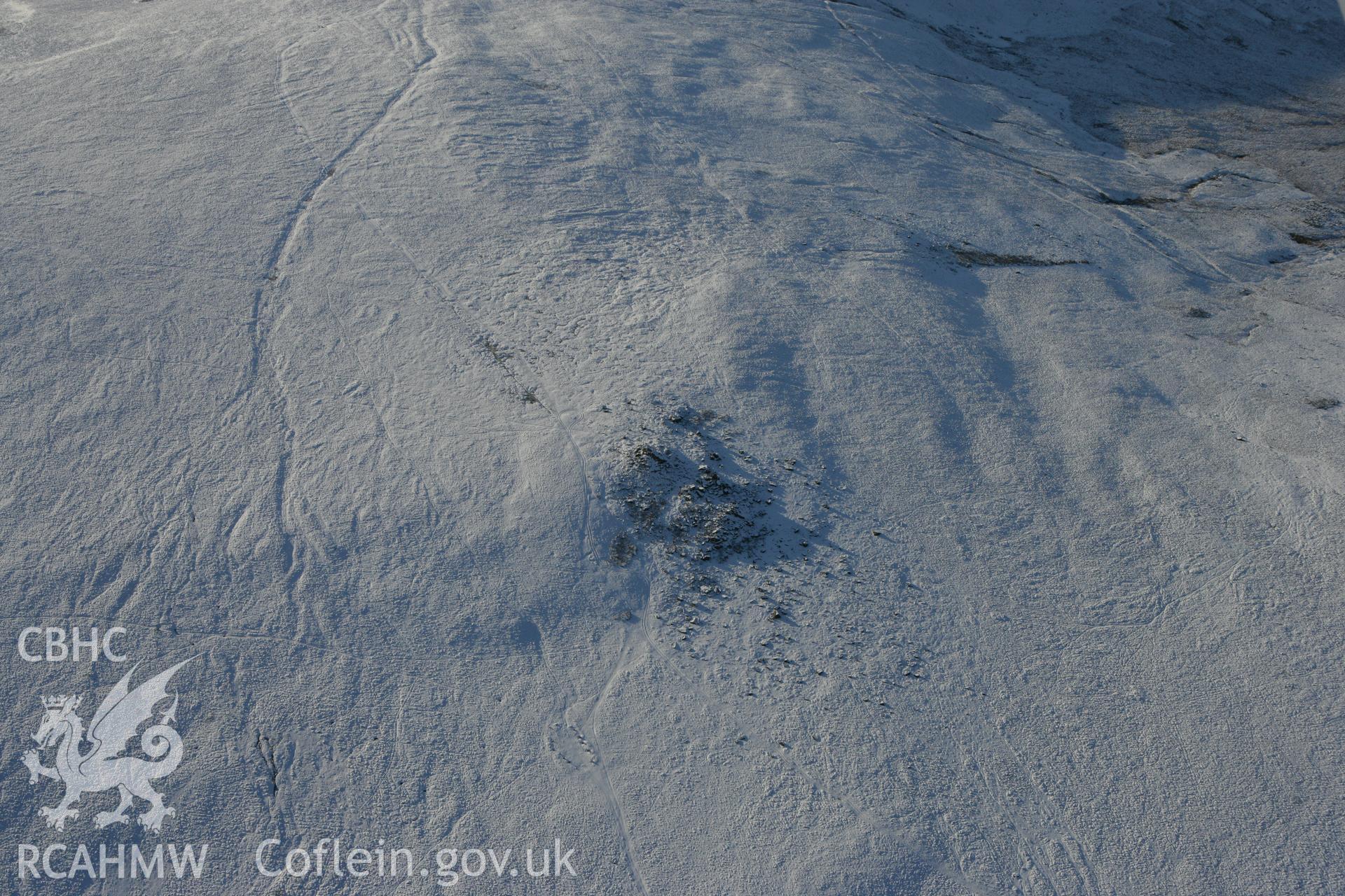 RCAHMW colour oblique photograph of Bedd Arthur, stone setting. Taken by Toby Driver on 01/12/2010.