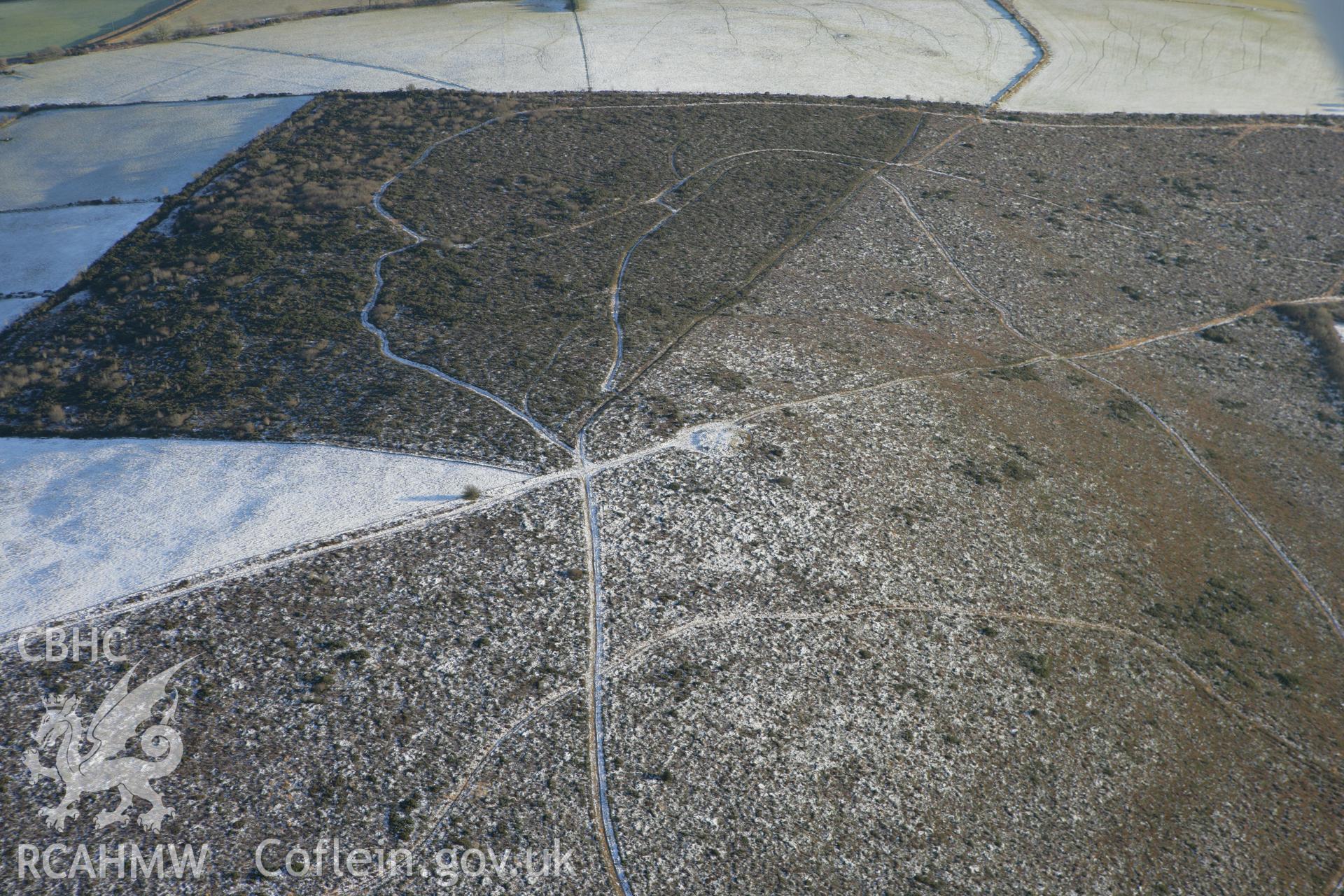 RCAHMW colour oblique photograph of Freni-Fach barrow (Frenni Fach). Taken by Toby Driver on 01/12/2010.