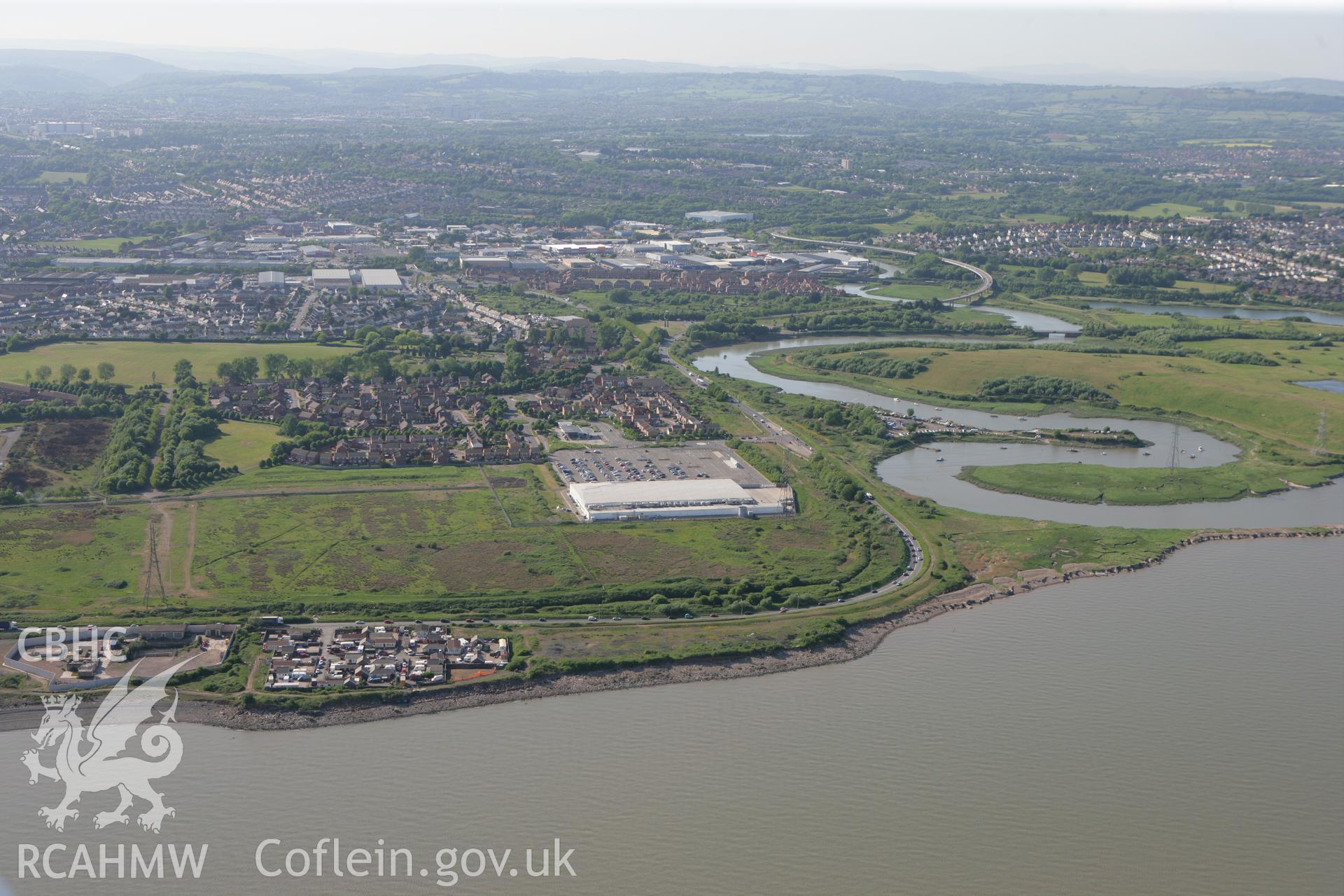 RCAHMW colour oblique photograph of Cardiff Muncipal Airport (Splott Aerodrome). Taken by Toby Driver on 24/05/2010.