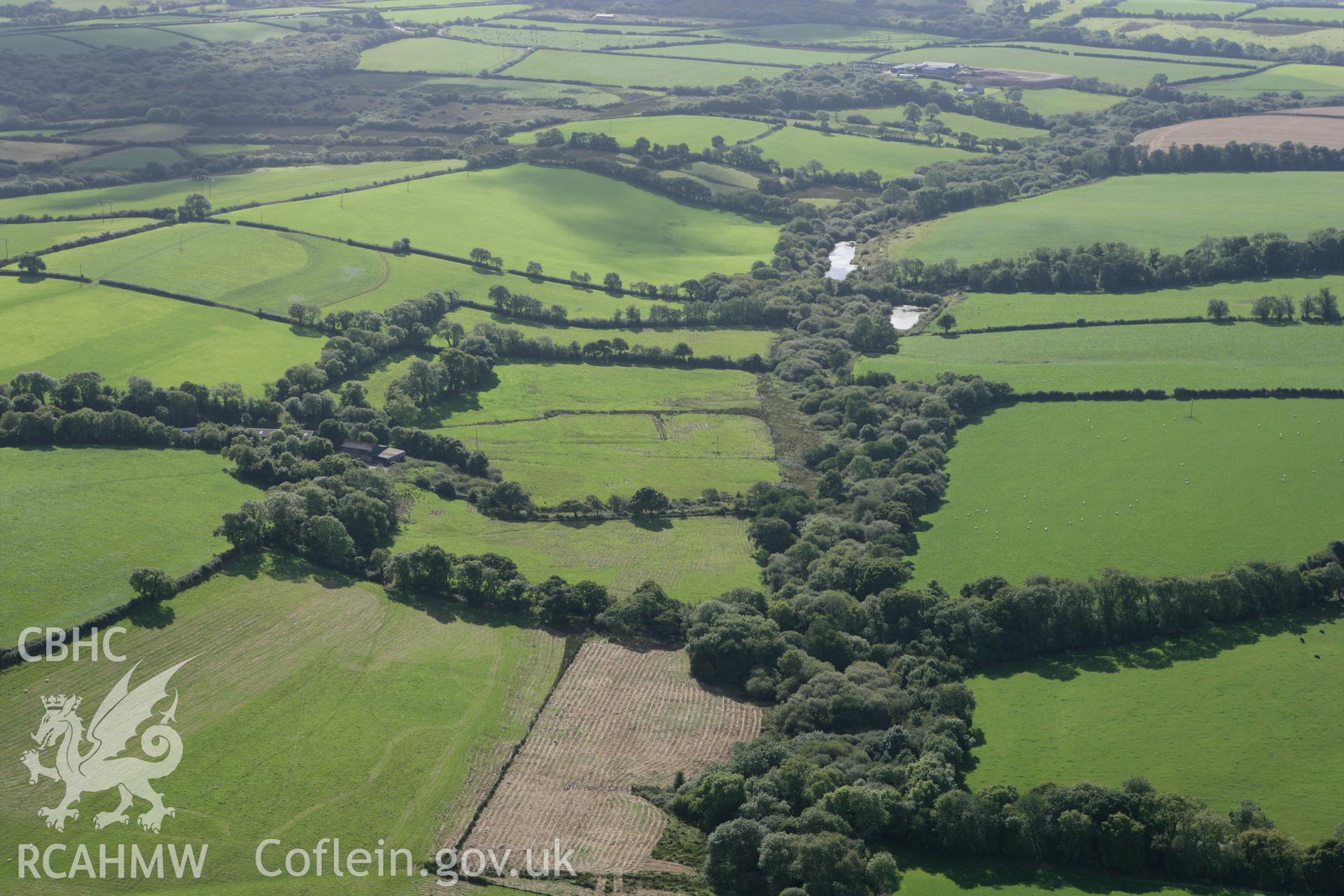 RCAHMW colour oblique photograph of Merryborough Moated Site. Taken by Toby Driver on 09/09/2010.