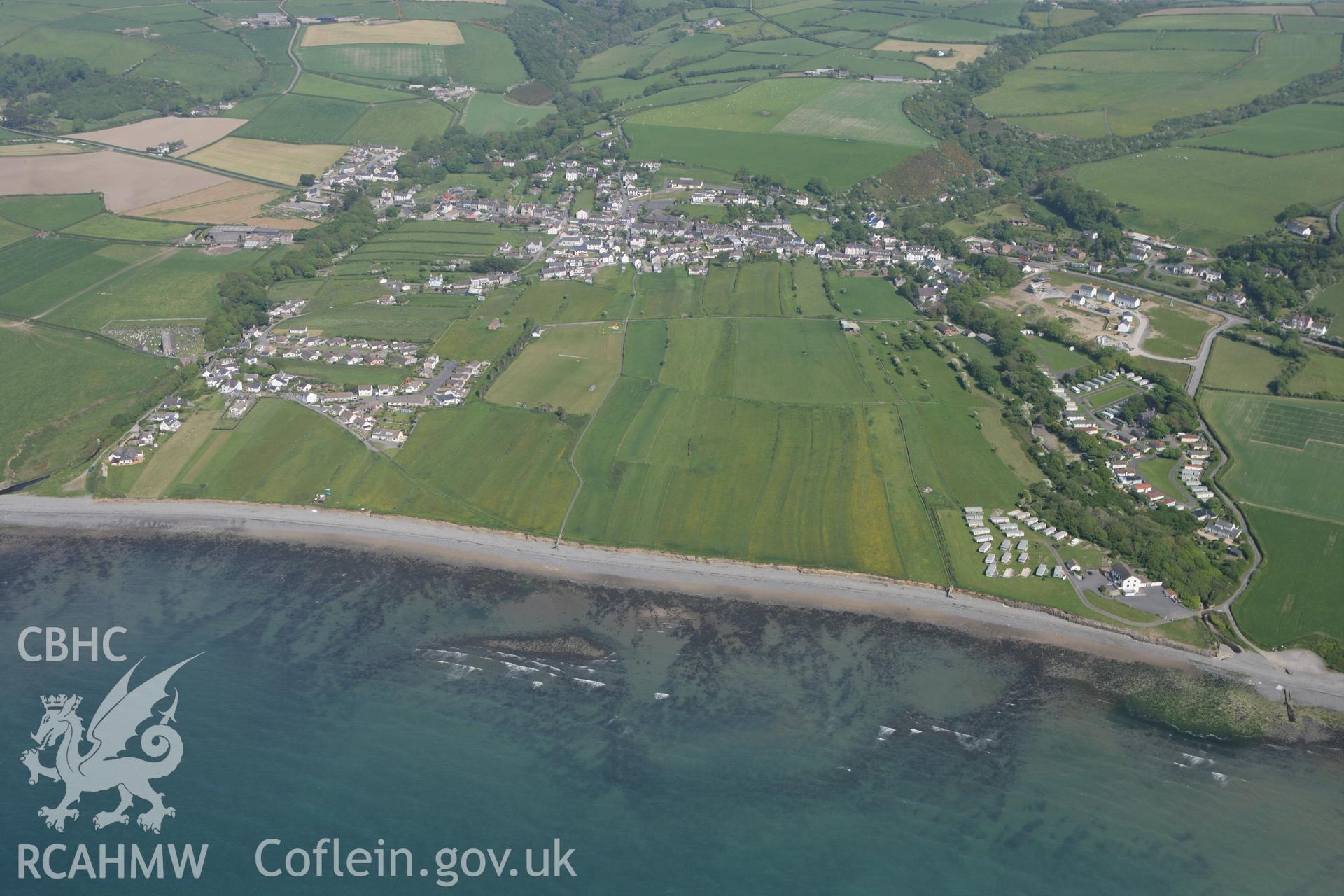 RCAHMW colour oblique photograph of Llanon field system, Morfa Esgob. Taken by Toby Driver on 25/05/2010.