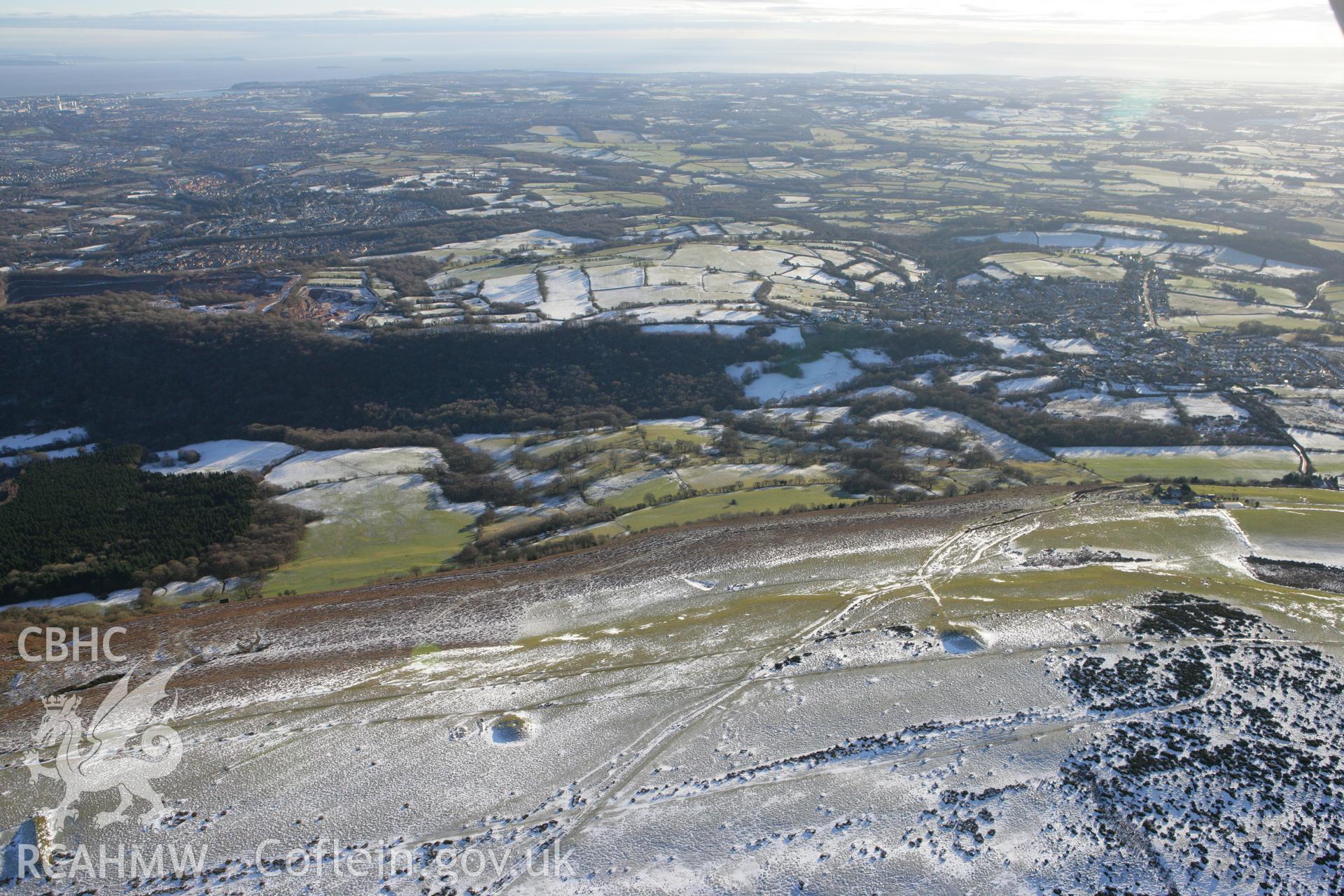 RCAHMW colour oblique photograph of Garth Hill barrows. Taken by Toby Driver on 08/12/2010.