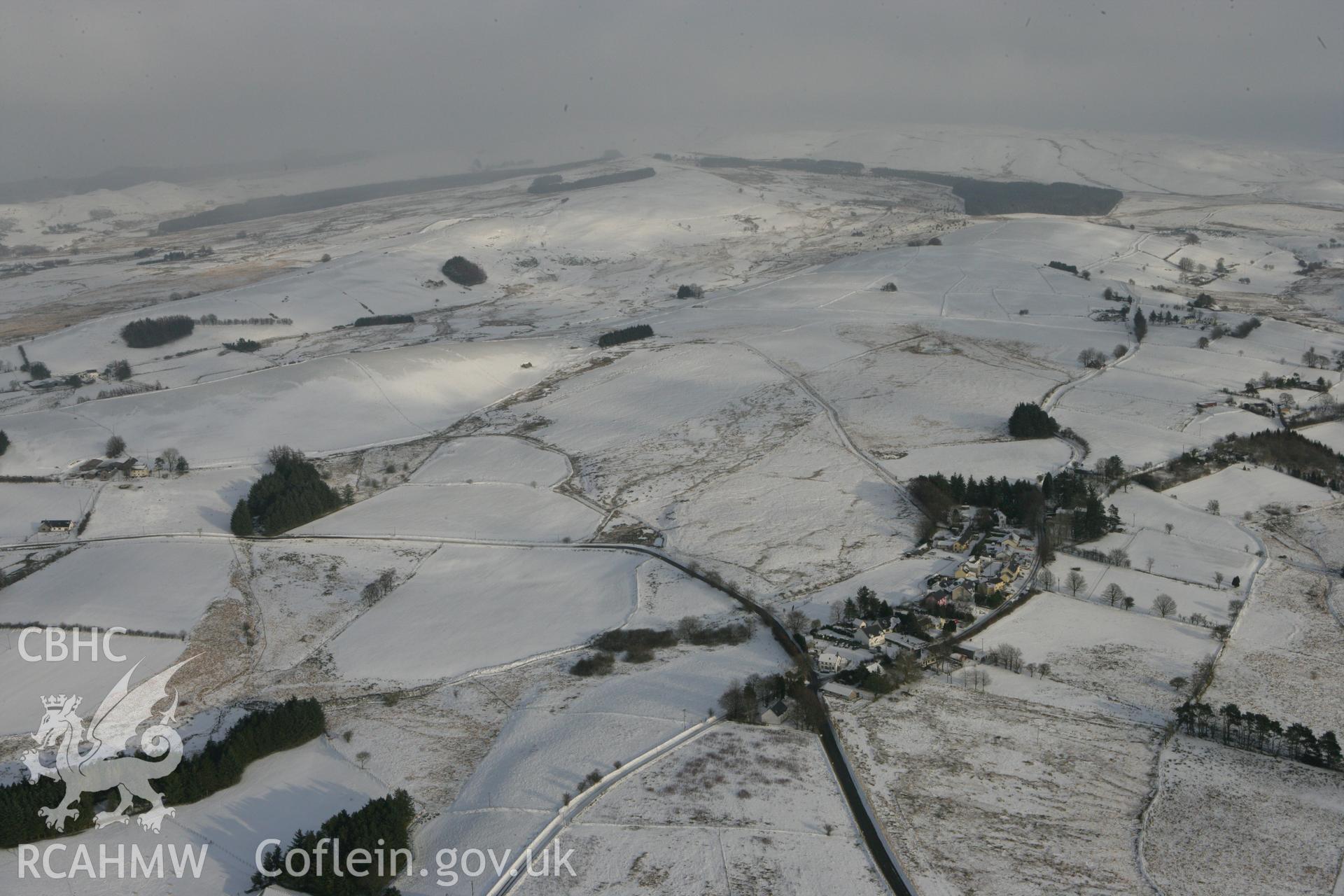 RCAHMW colour oblique photograph of Ffair Rhos, winter landscape. Taken by Toby Driver on 02/12/2010.