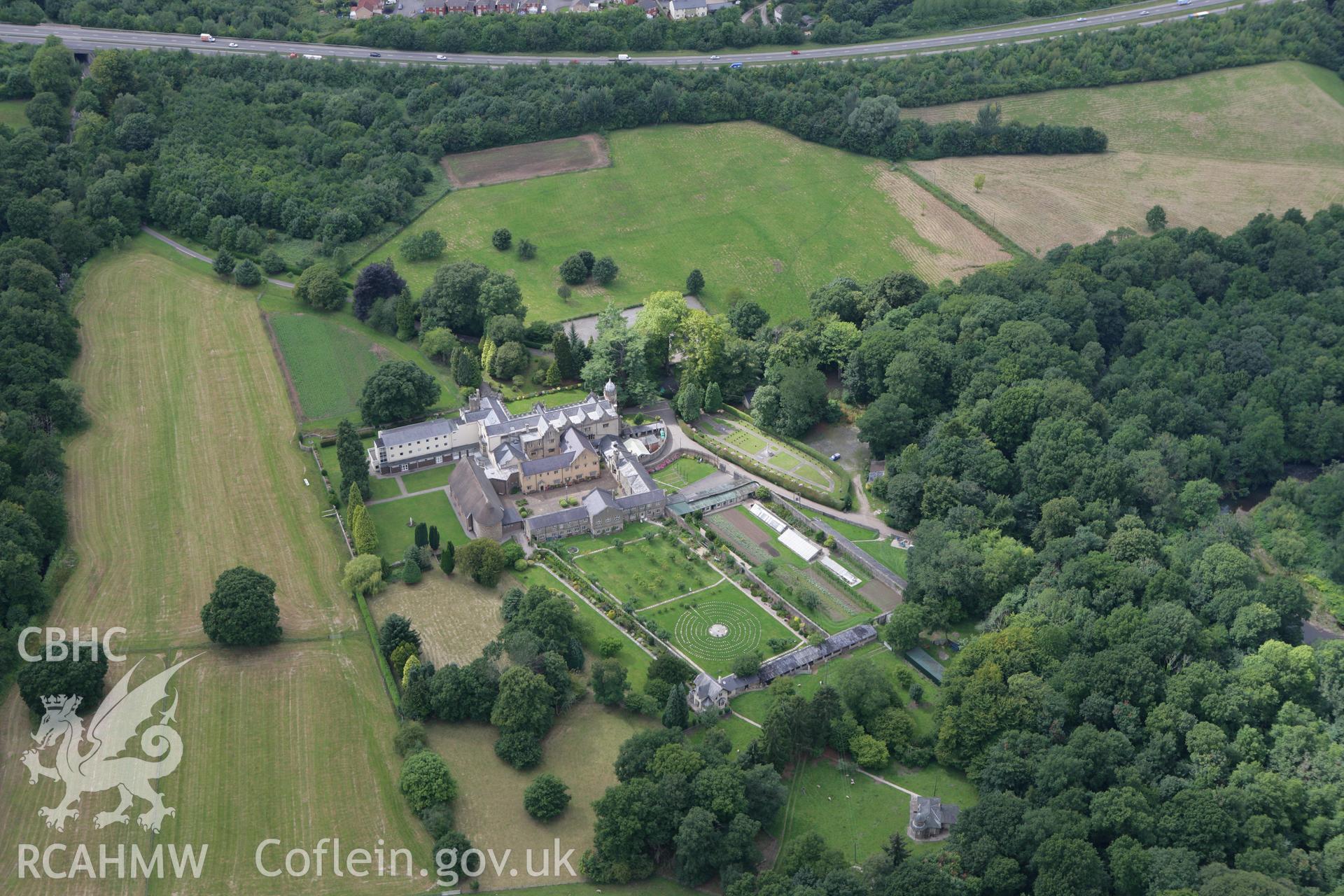 RCAHMW colour oblique photograph of Llantarnam Abbey and Gardens, Cwmbran. Taken by Toby Driver on 29/07/2010.