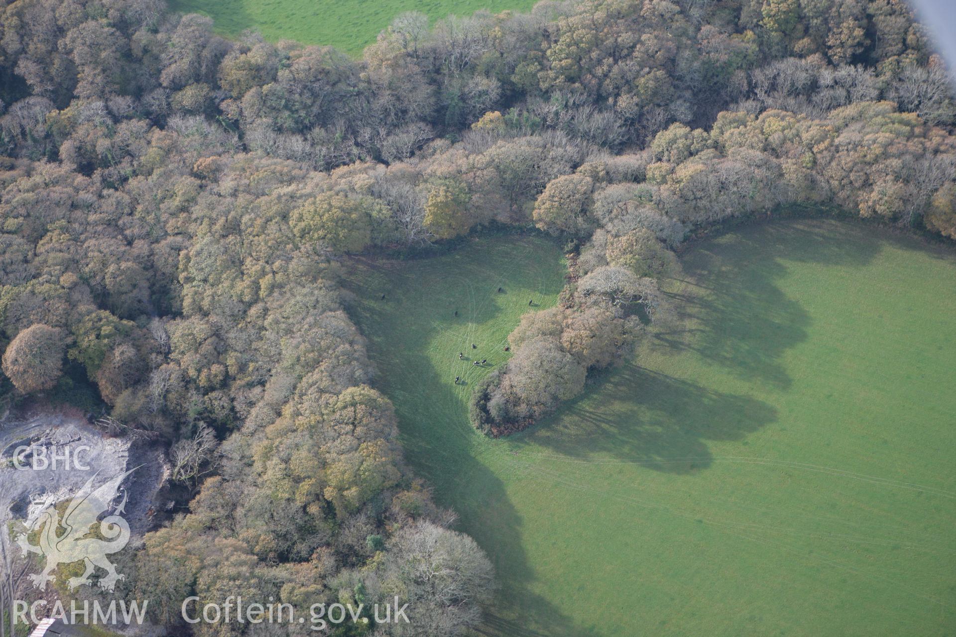 RCAHMW colour oblique photograph of Castell Trefach, Nevern. Taken by Toby Driver on 16/11/2010.