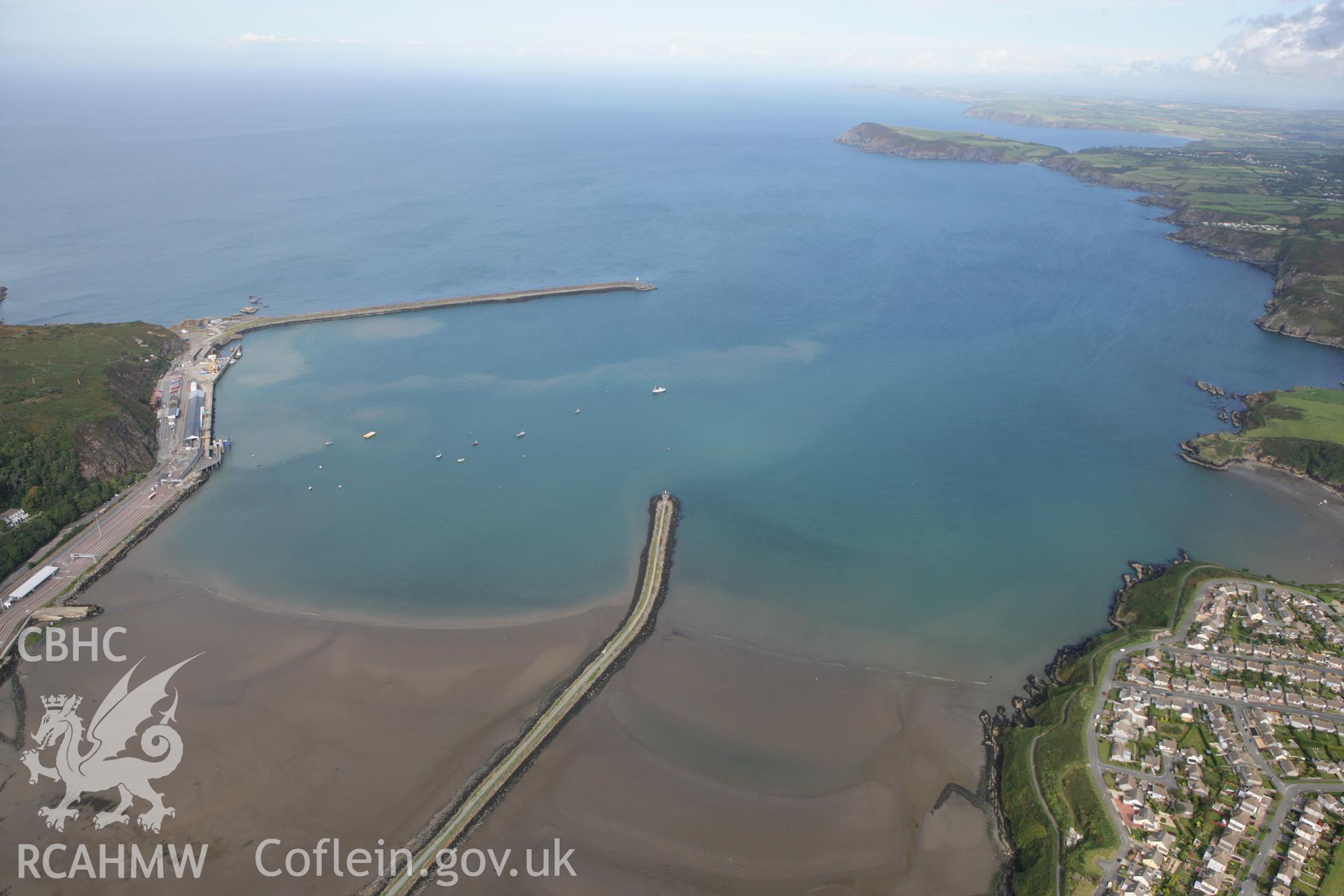 RCAHMW colour oblique photograph of Fishguard Harbour. Taken by Toby Driver on 09/09/2010.