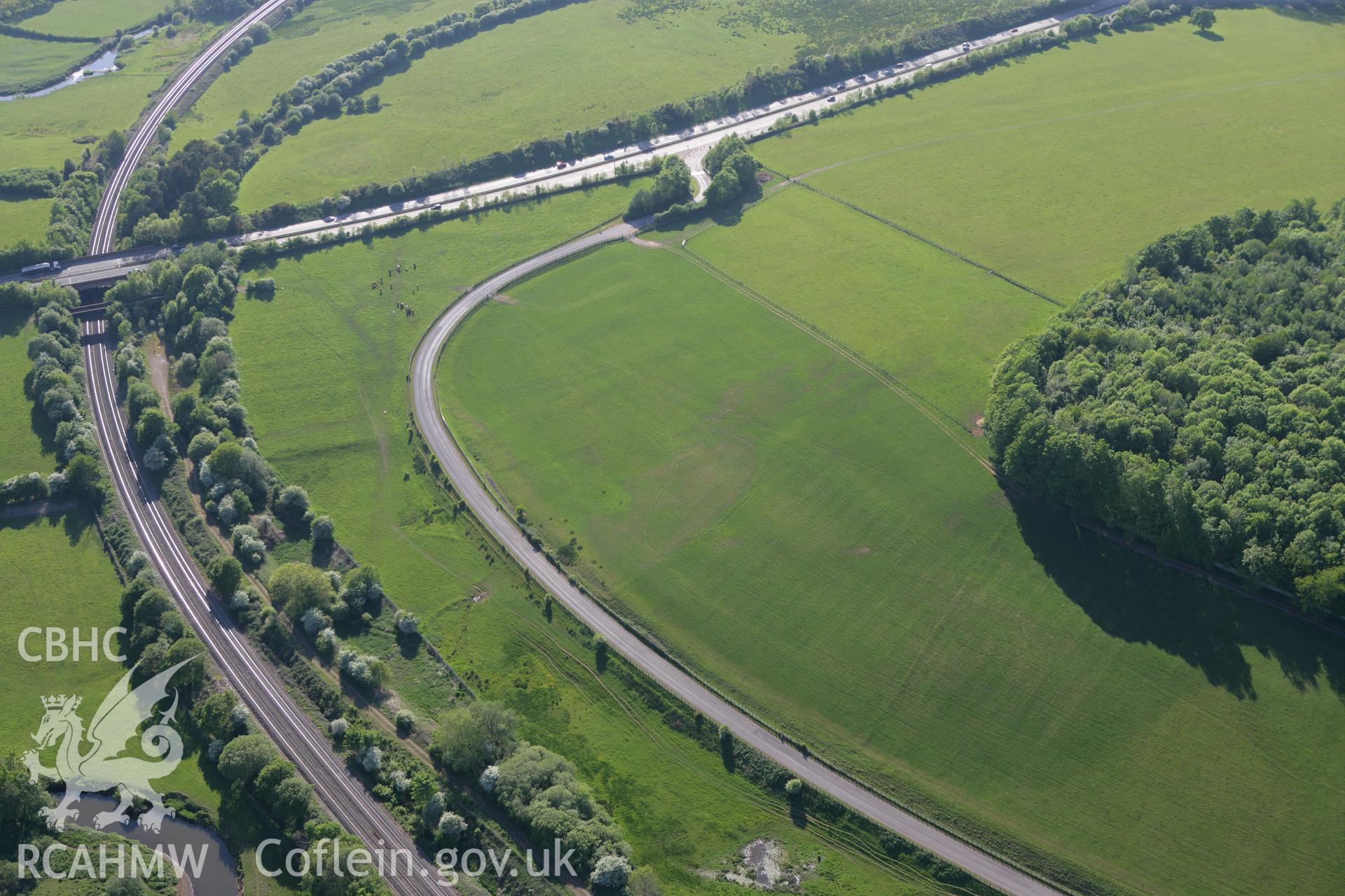 RCAHMW colour oblique photograph of St. Fagans, earthworks of Medieval field systems. Taken by Toby Driver on 24/05/2010.