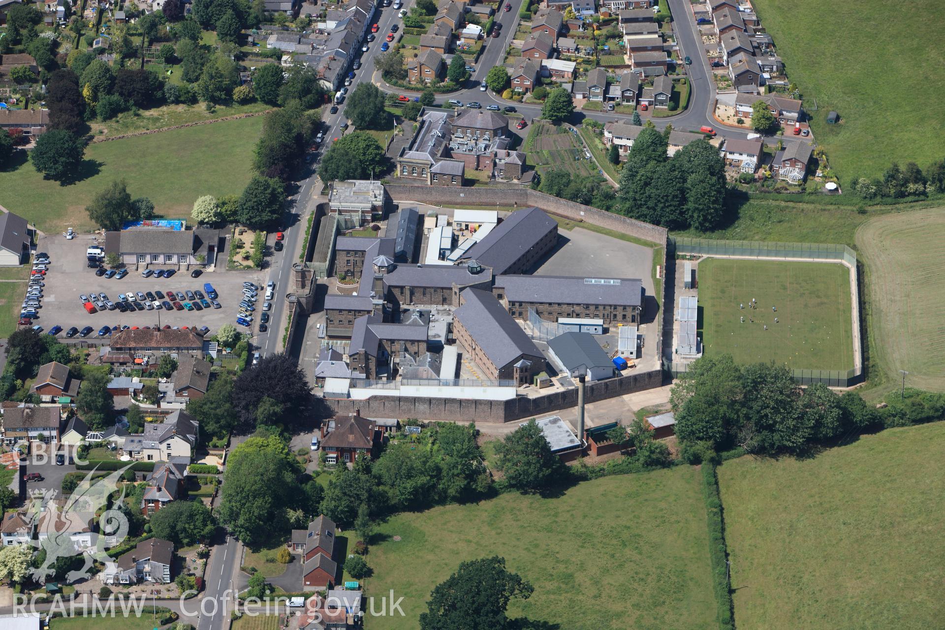 RCAHMW colour oblique photograph of HM Prison, Usk. Taken by Toby Driver on 21/06/2010.