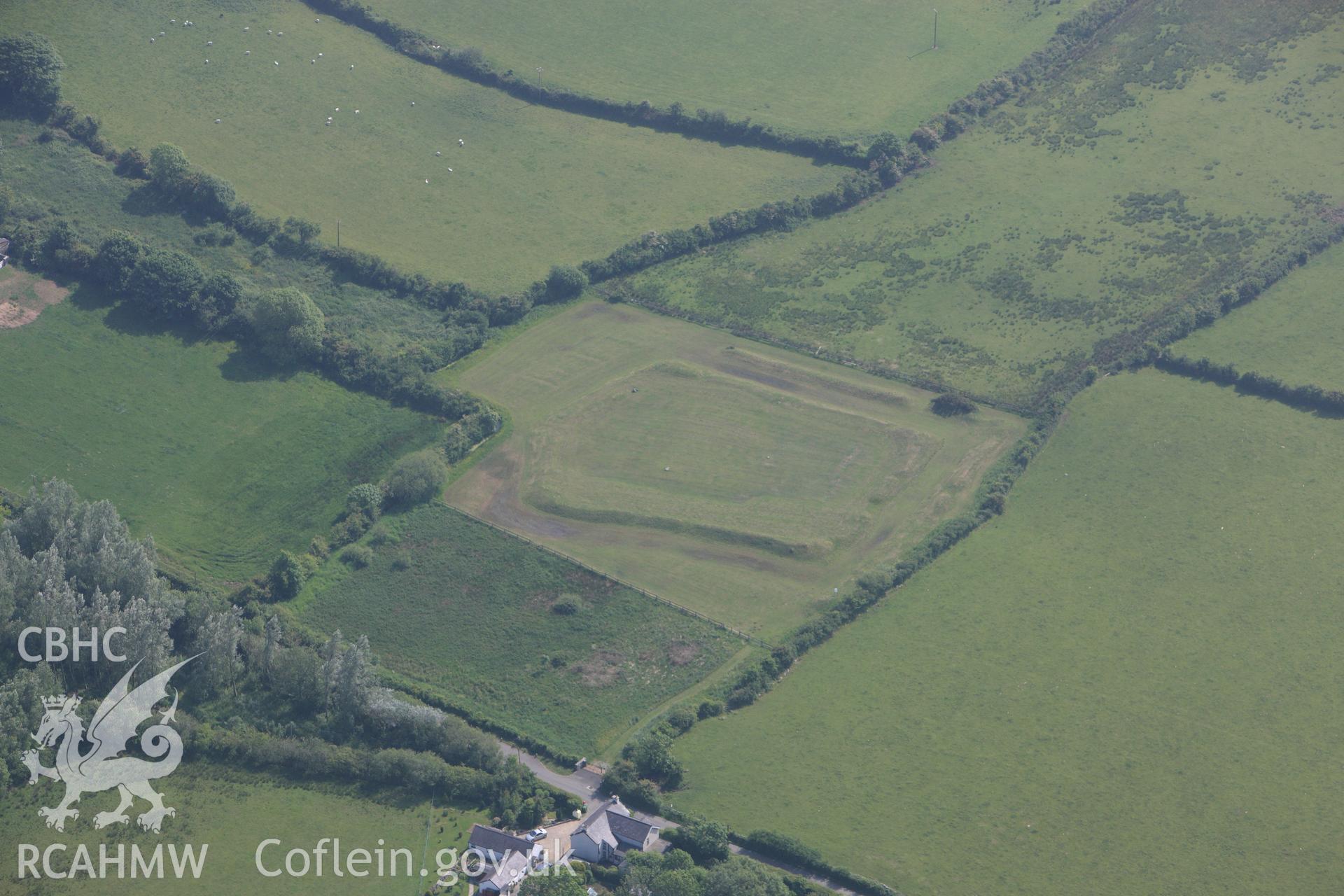 RCAHMW colour oblique photograph of Caer Leb, Brynsiencyn. Taken by Toby Driver on 10/06/2010.