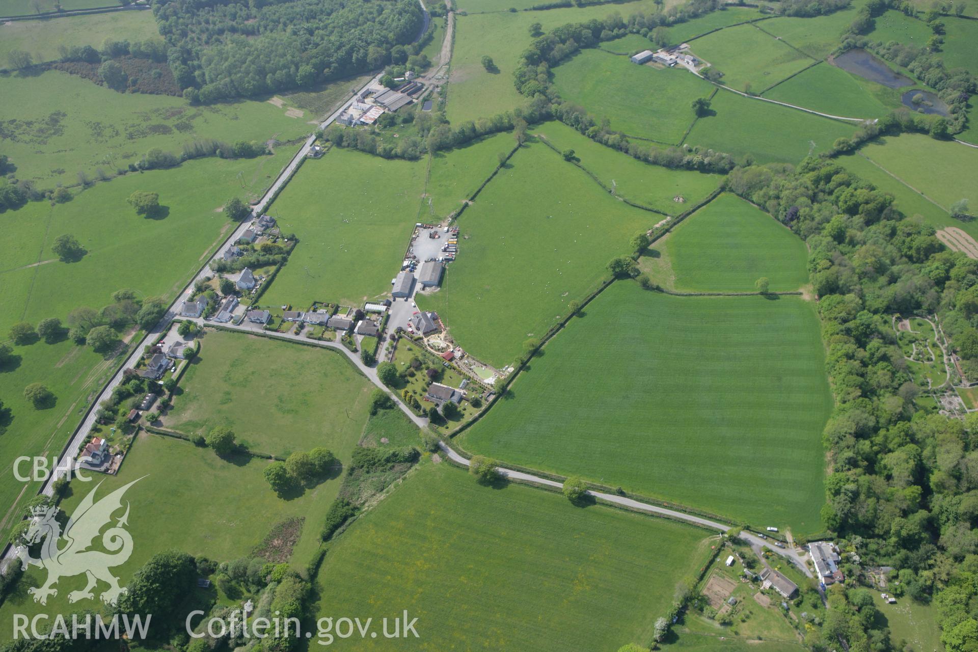 RCAHMW colour oblique photograph of Erwerdd, line of disused railway line. Taken by Toby Driver on 25/05/2010.