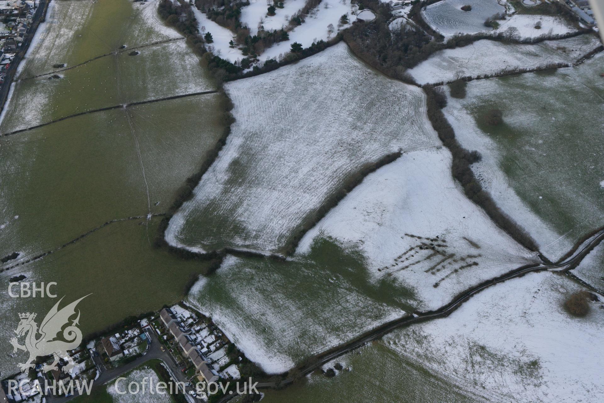 RCAHMW colour oblique photograph of Penllwyn Roman fort. Taken by Toby Driver on 02/12/2010.