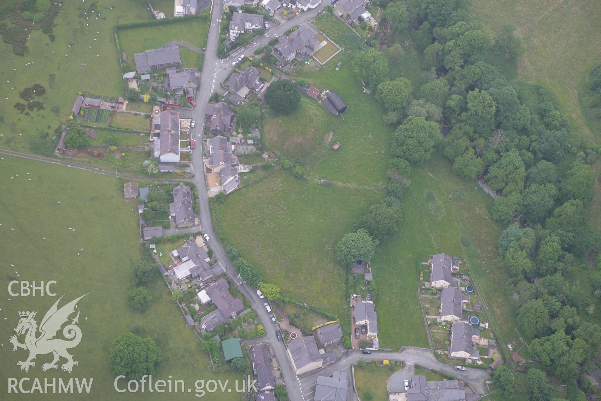 RCAHMW colour oblique photograph of Aber Castle Mound, Pen-y-Mwd. Taken by Toby Driver on 10/06/2010.