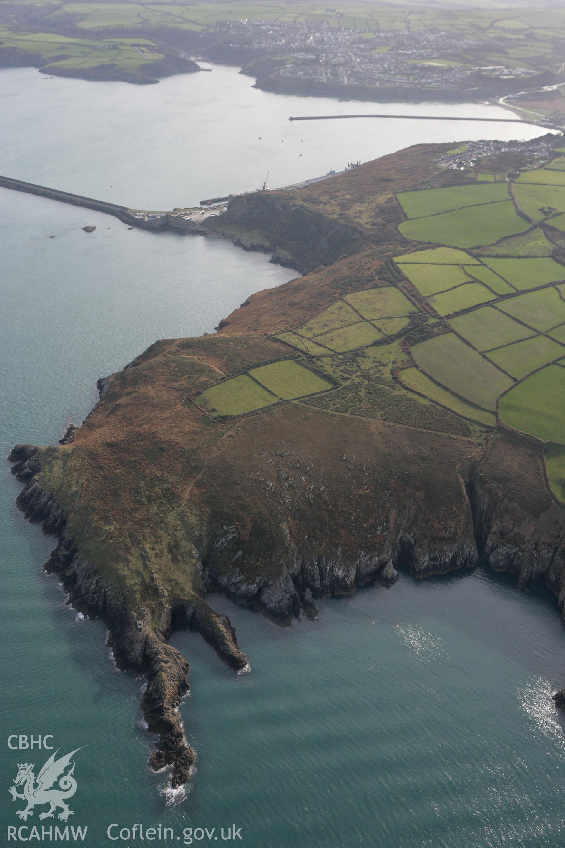 RCAHMW colour oblique photograph of Fishguard Harbour. Taken by Toby Driver on 16/11/2010.