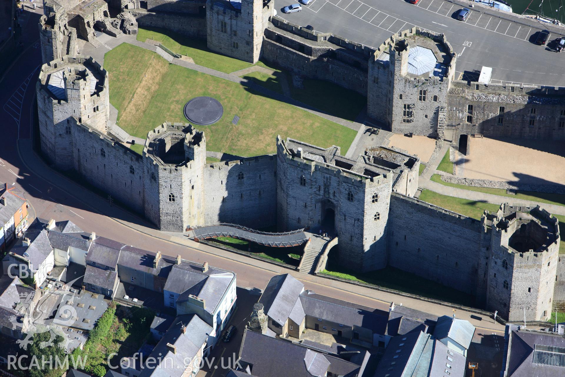 RCAHMW colour oblique photograph of Kings Gate, Caernarfon Castle. Taken by Toby Driver on 16/06/2010.