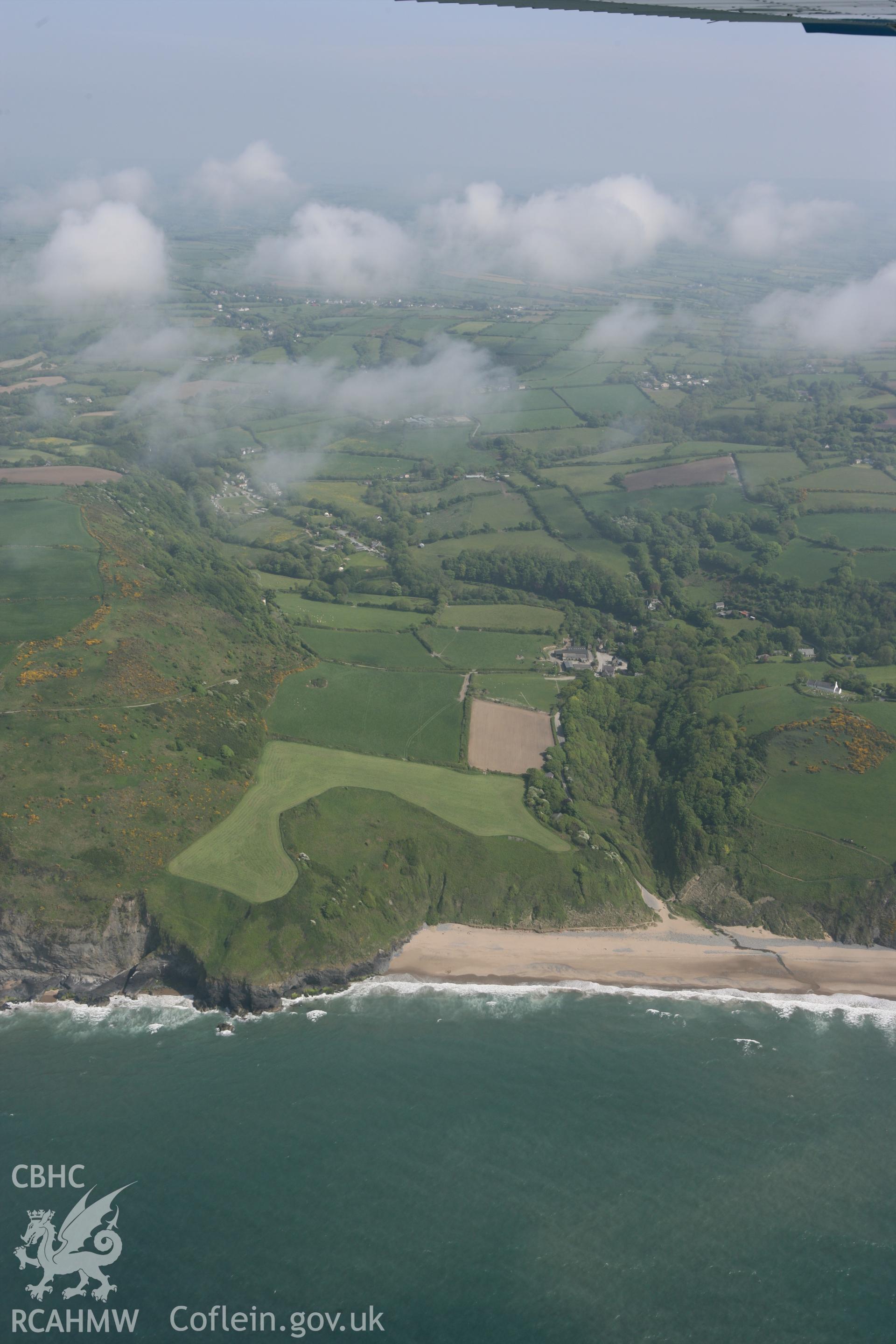 RCAHMW colour oblique photograph of Llanborth House, Penbryn beach. Taken by Toby Driver on 25/05/2010.