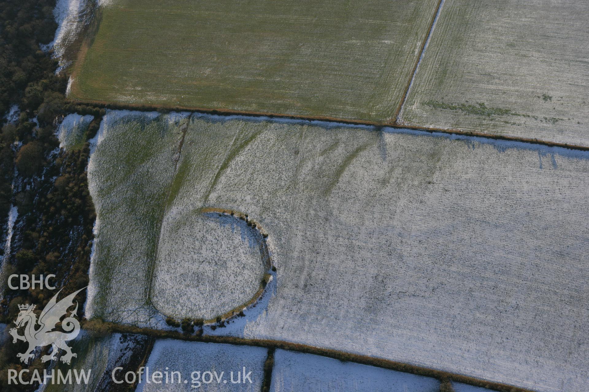 RCAHMW colour oblique photograph of Caer Penpicas. Taken by Toby Driver on 01/12/2010.