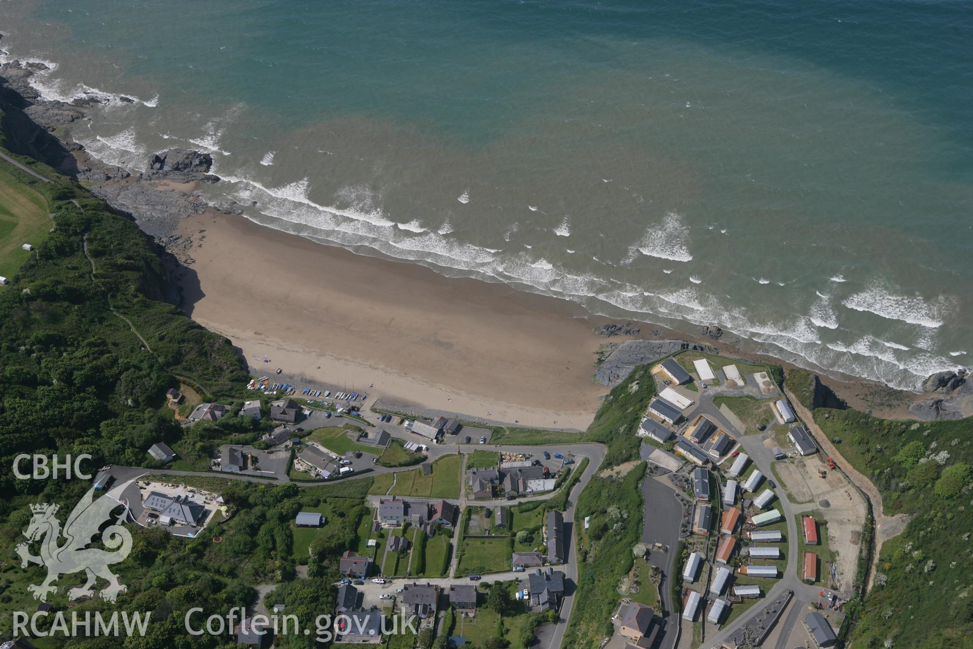 RCAHMW colour oblique photograph of Tresaith. Taken by Toby Driver on 25/05/2010.