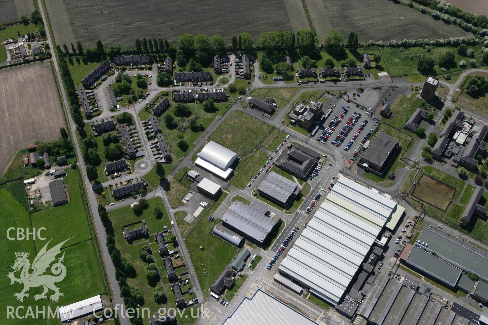 RCAHMW colour oblique photograph of Sealand Airfield, North Shotwick, near Queensferry. Taken by Toby Driver on 27/05/2010.