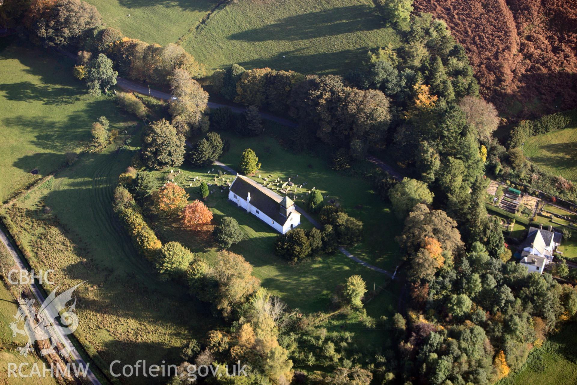 RCAHMW colour oblique photograph of St David's Church, Glascwm. Taken by Toby Driver on 13/10/2010.