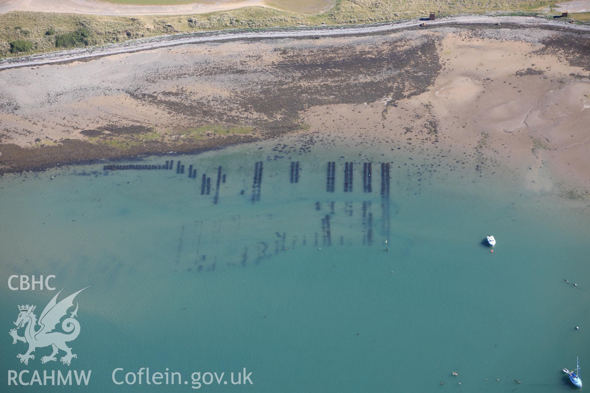 RCAHMW colour oblique photograph of Oyster Beds, Fort Belan. Taken by Toby Driver on 16/06/2010.