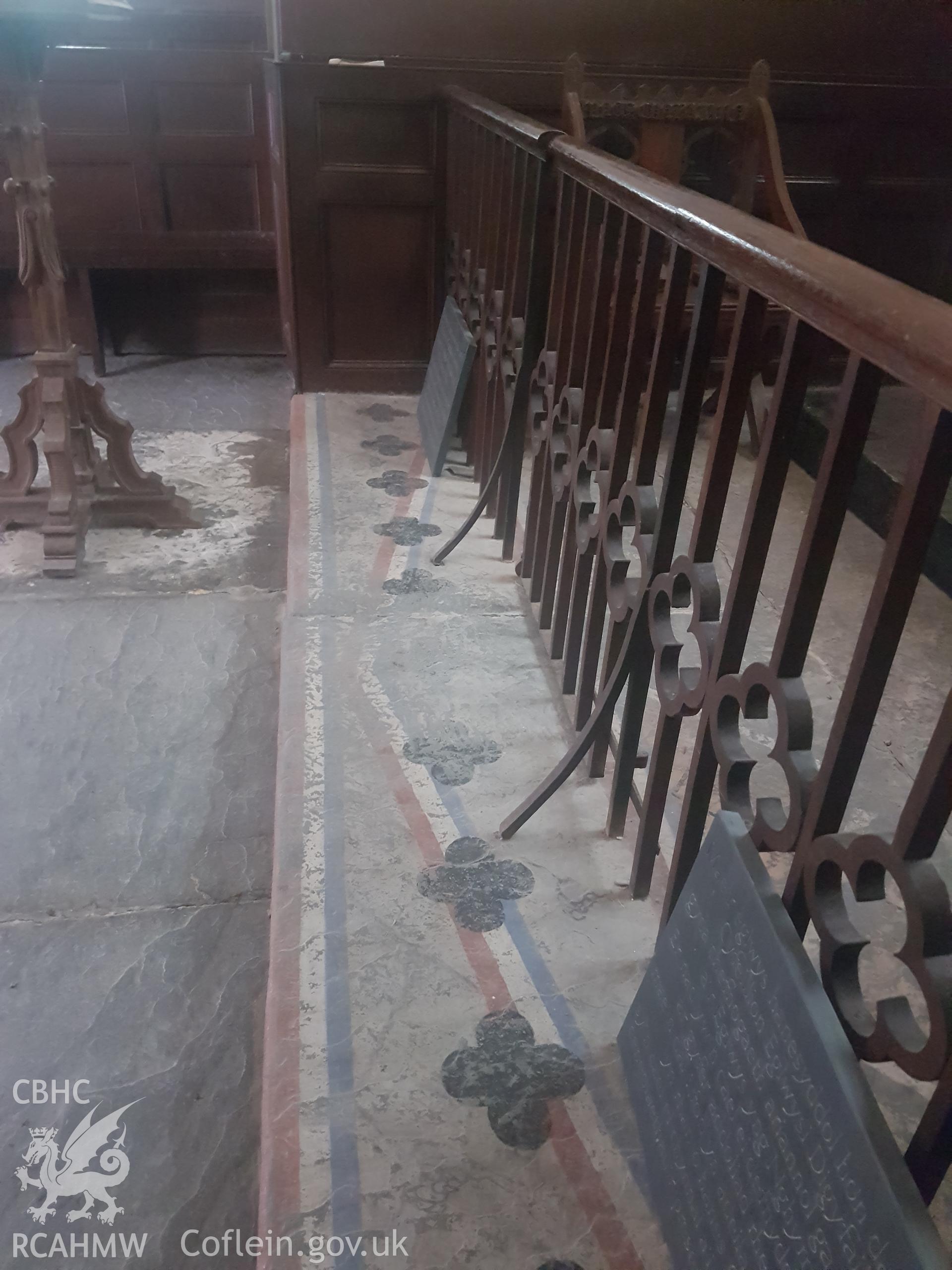 Floor painting, St Cynhaiarn church. Photographed by Helen Rowe of RCAHMW on 10th October 2020.