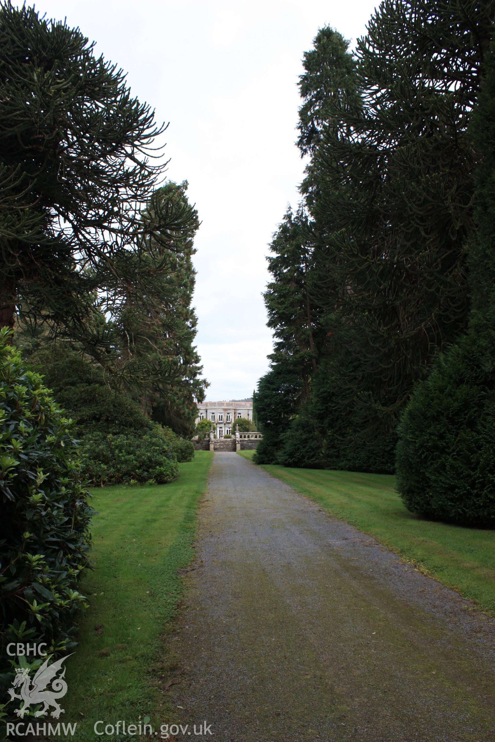 Digital photograph showing garden paths at Trawscoed - part of archaeological field evaluation at Trawscoed Mansion, Trawscoed, produced by Cambrian Archaeological Projects Ltd.