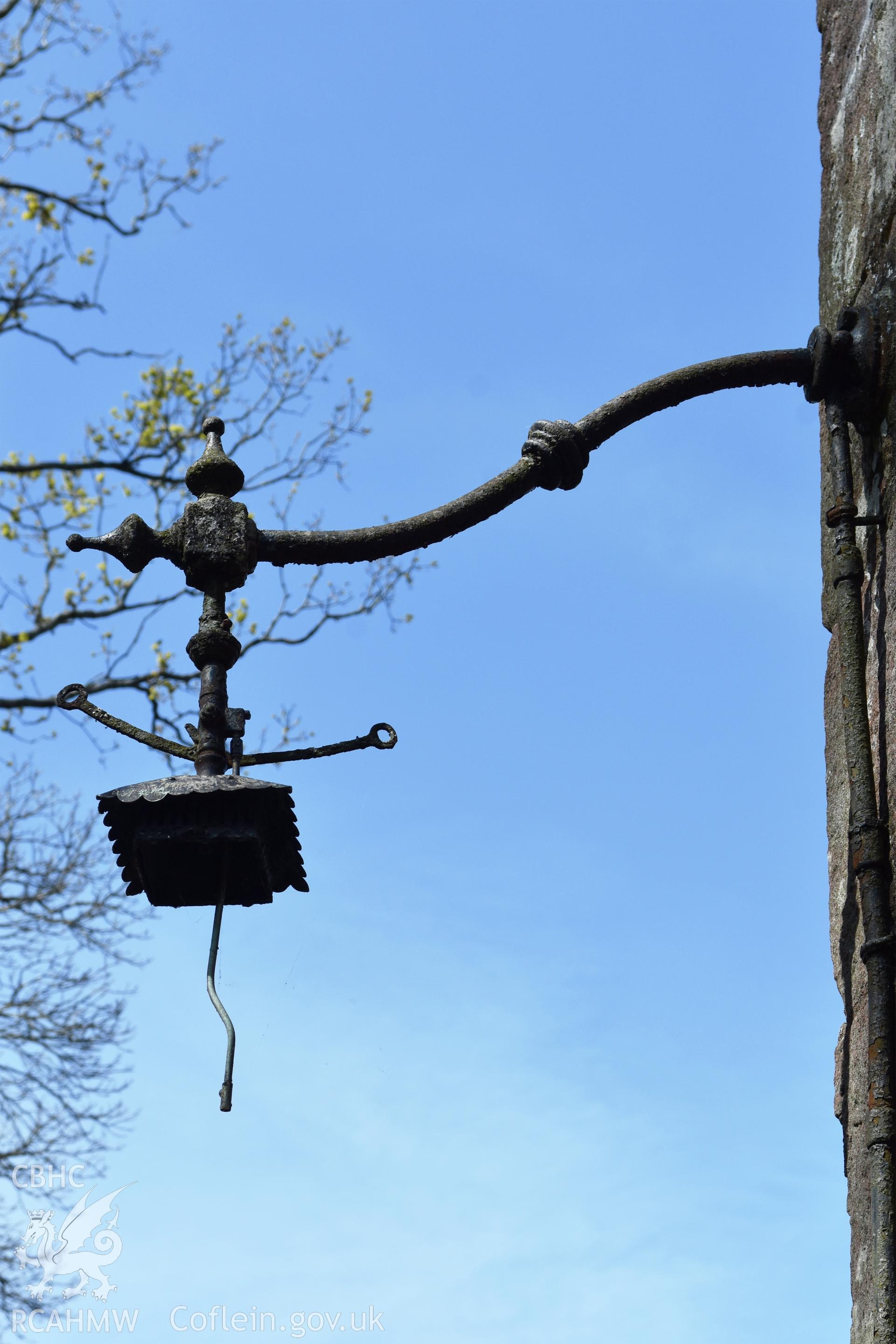 Detail of metalwork at St Michael's Church, in Llantarnam, Cwmbran, undertaken by Susan Fielding of RCAHMW on 23 April 2021.