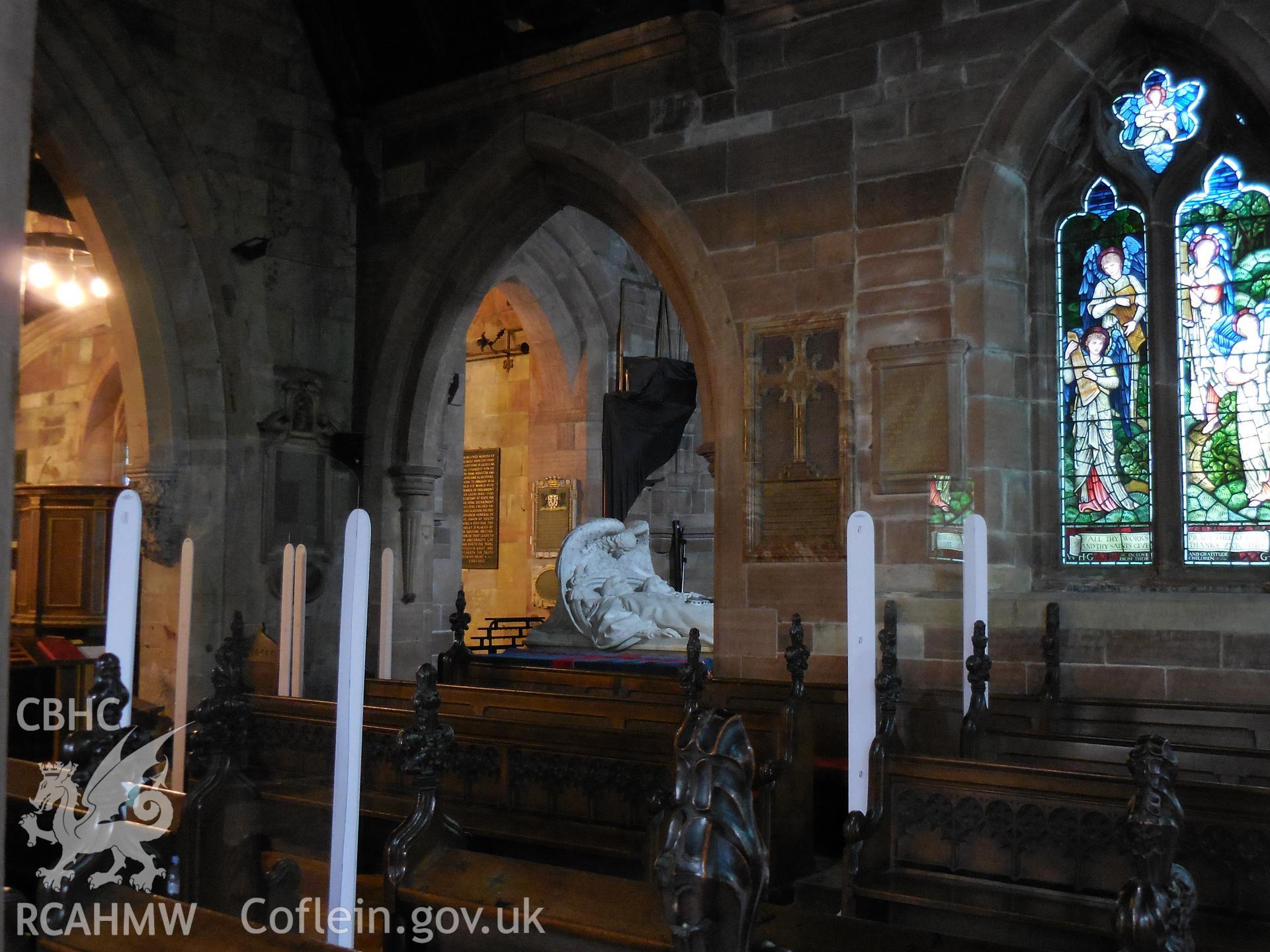 Colour digital photograph showing Gladstone Memorial Chapel at St Deiniol's church, Hawarden, taken in March 2022.