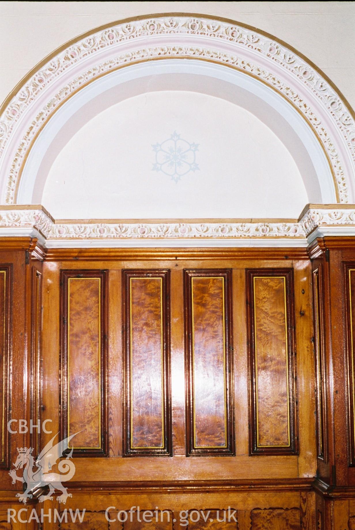 Digital colour photograph showing Salem Newydd chapel - pulpit recess.