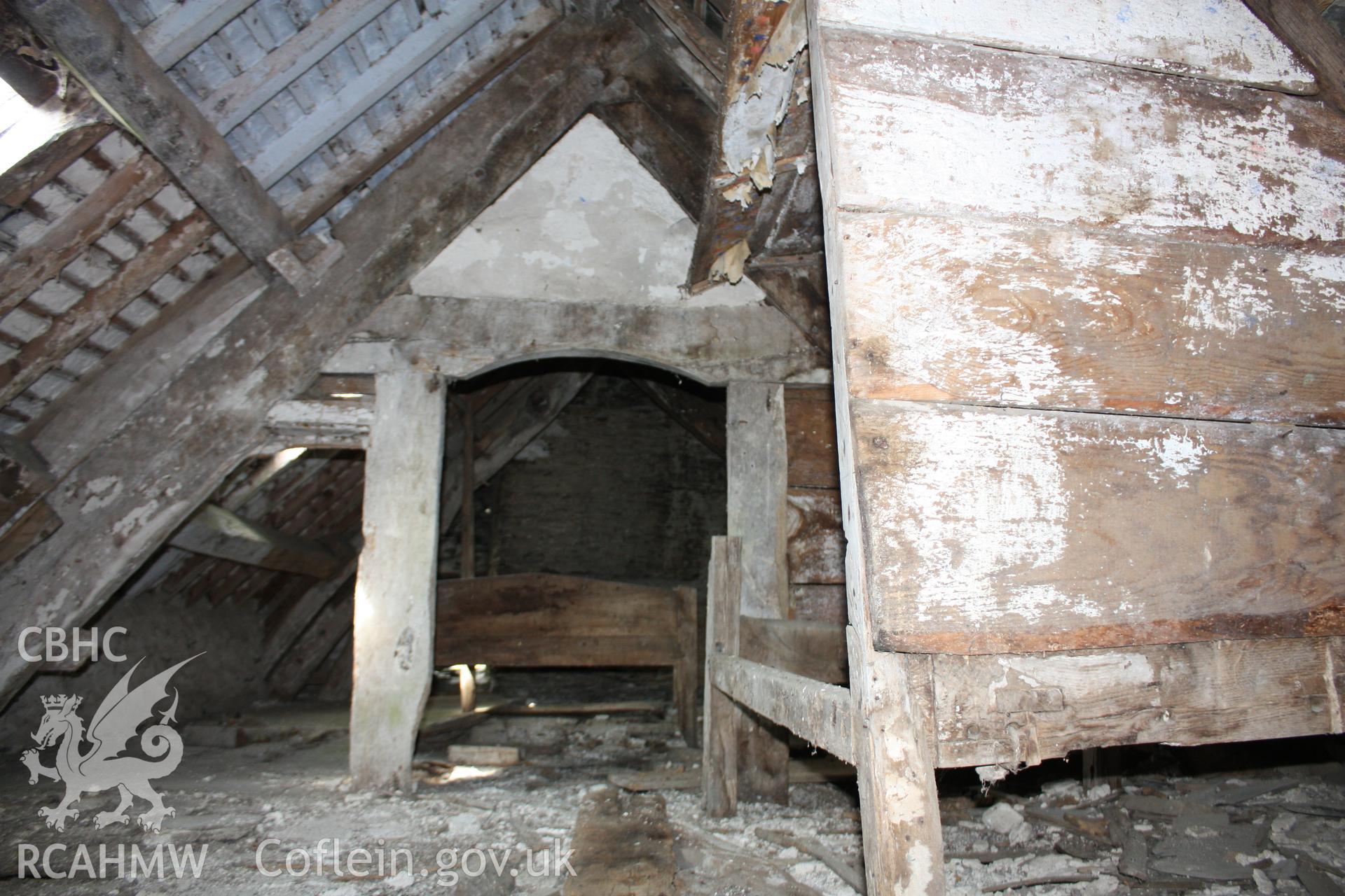 Beds in the chambers over the parlour. Photographed by Richard Suggett of RCAHMW in June 2020.