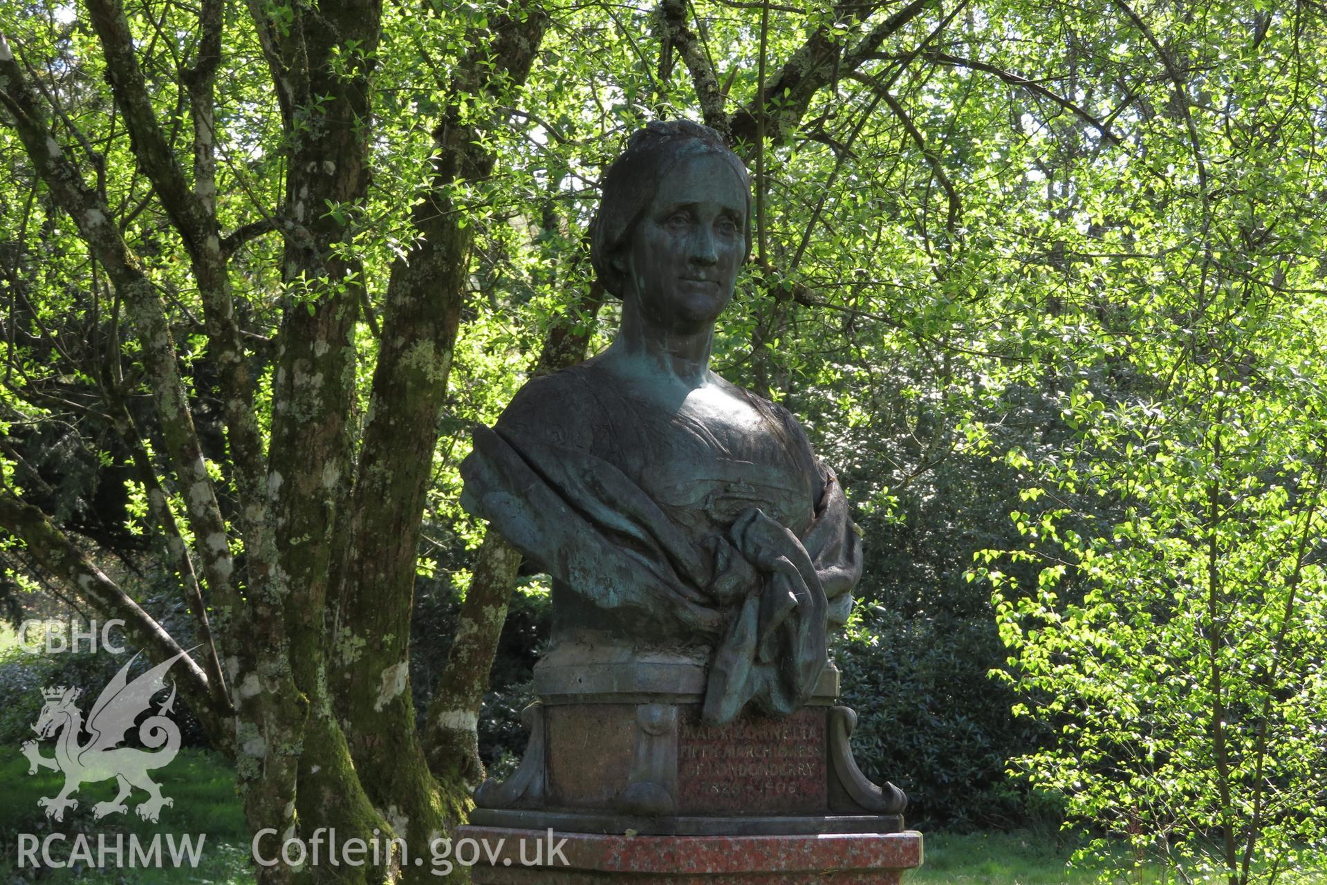 View of the bust of Mary Cornelia Vane-Tempest from the north east., April 2022.