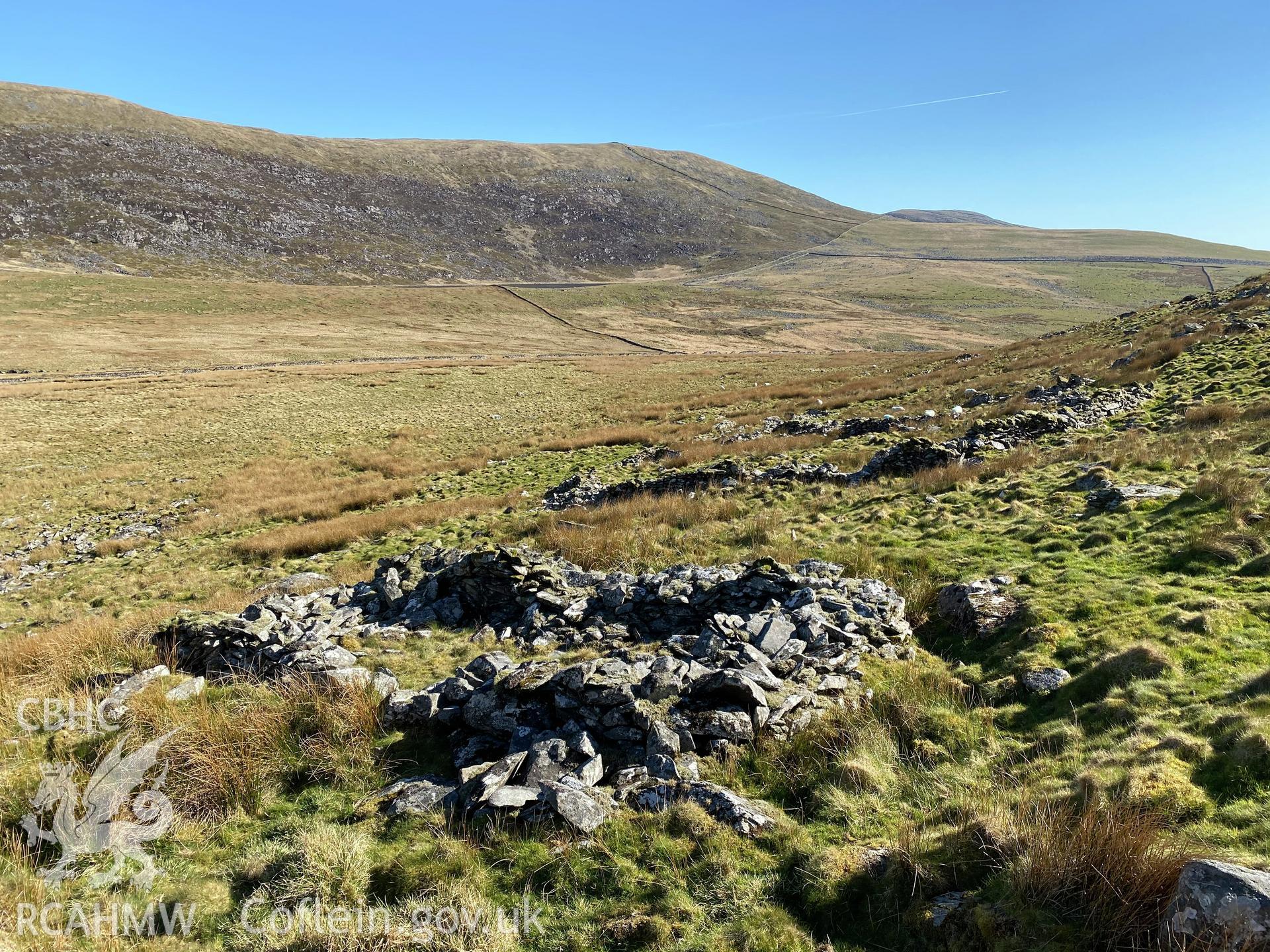 Digital colour photograph showing Craig-y-dinas north enclosure, produced by Paul R Davis in 2021.