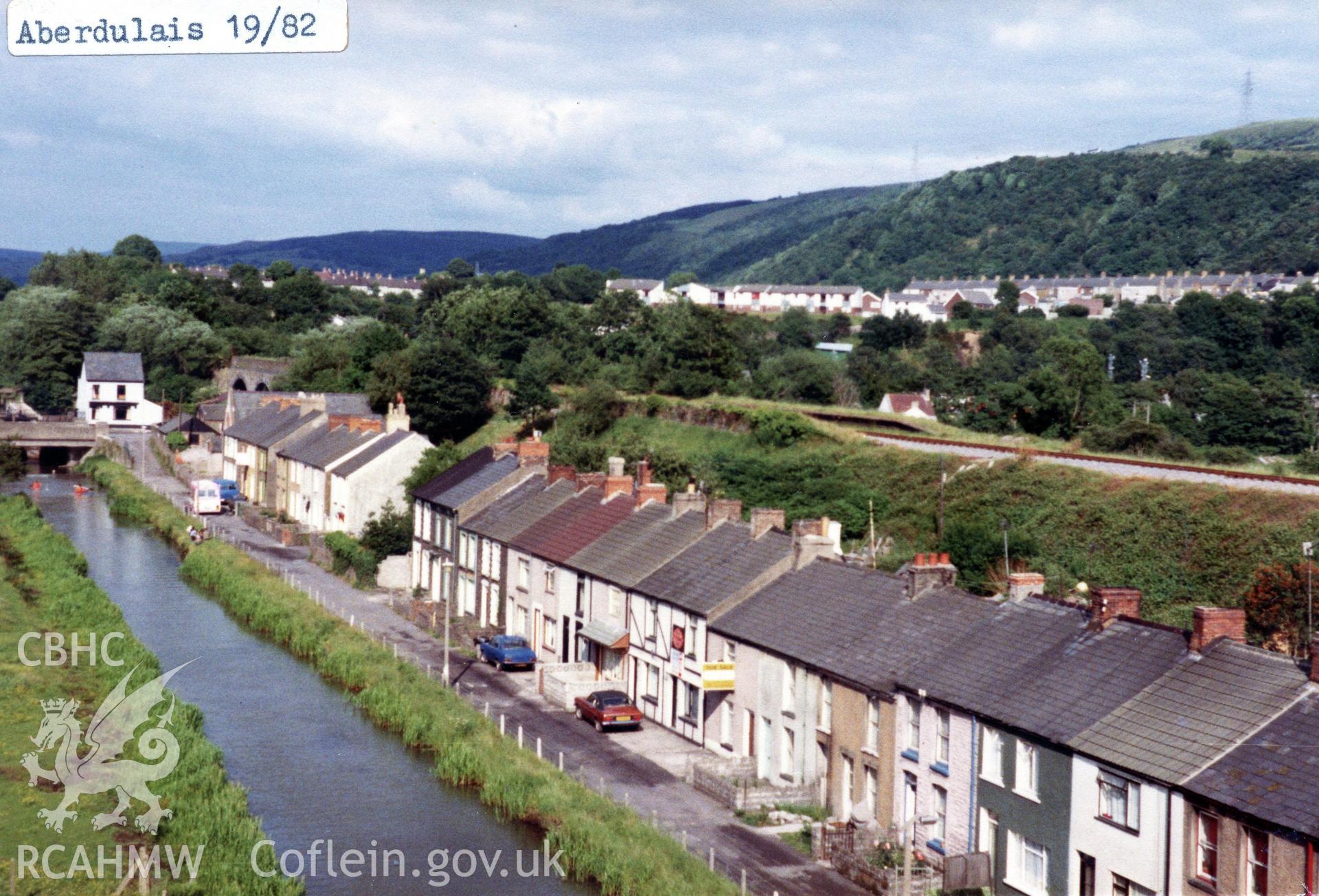 Digital photograph showing Aberdulais Tennant canal and old Ely platform on the Vale of Neath railway, dated 1982.